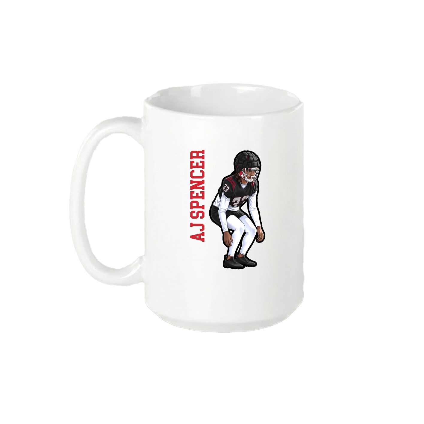 15oz Coffee Mug — Name Vertical in White