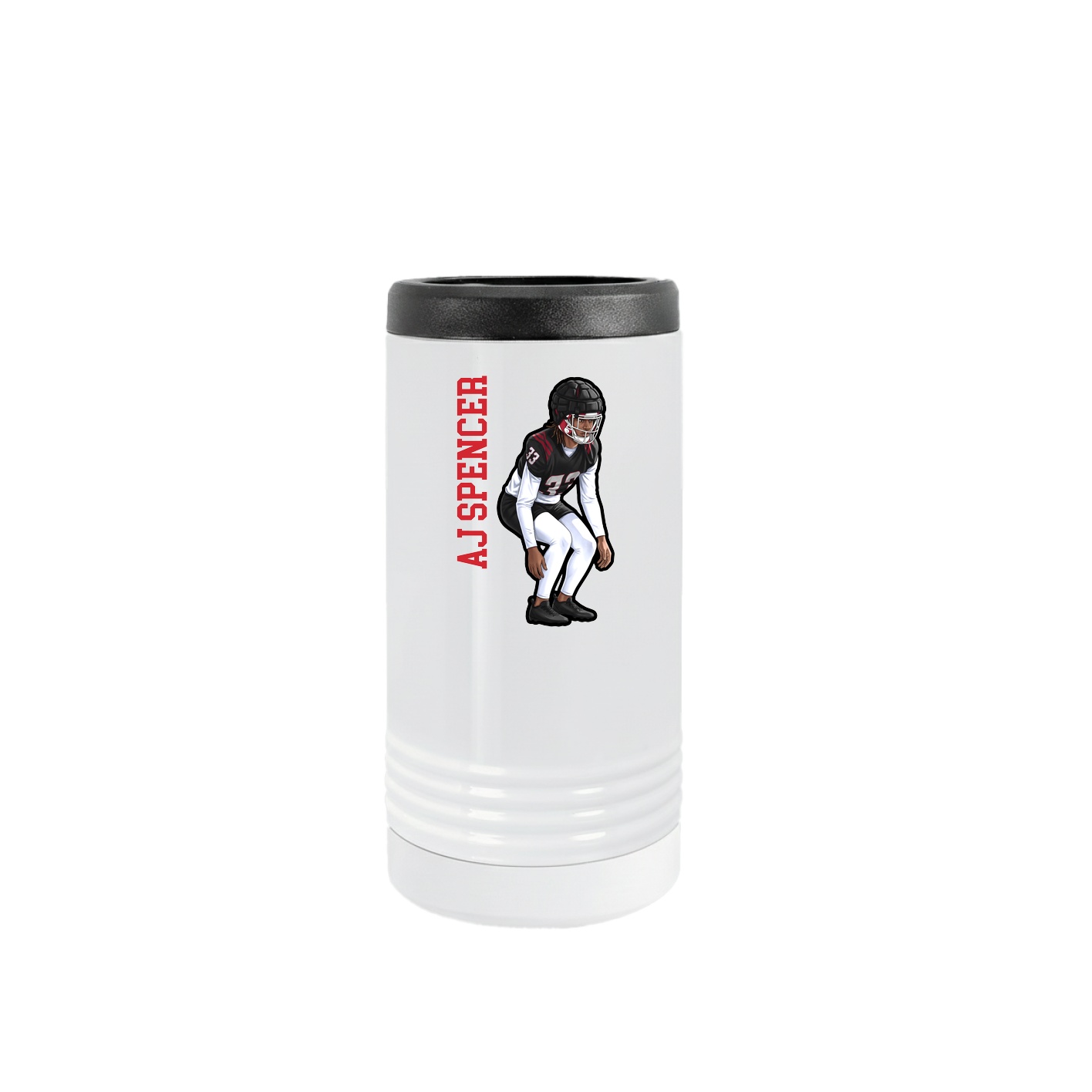 Slim Beverage Holder — Name Vertical in White