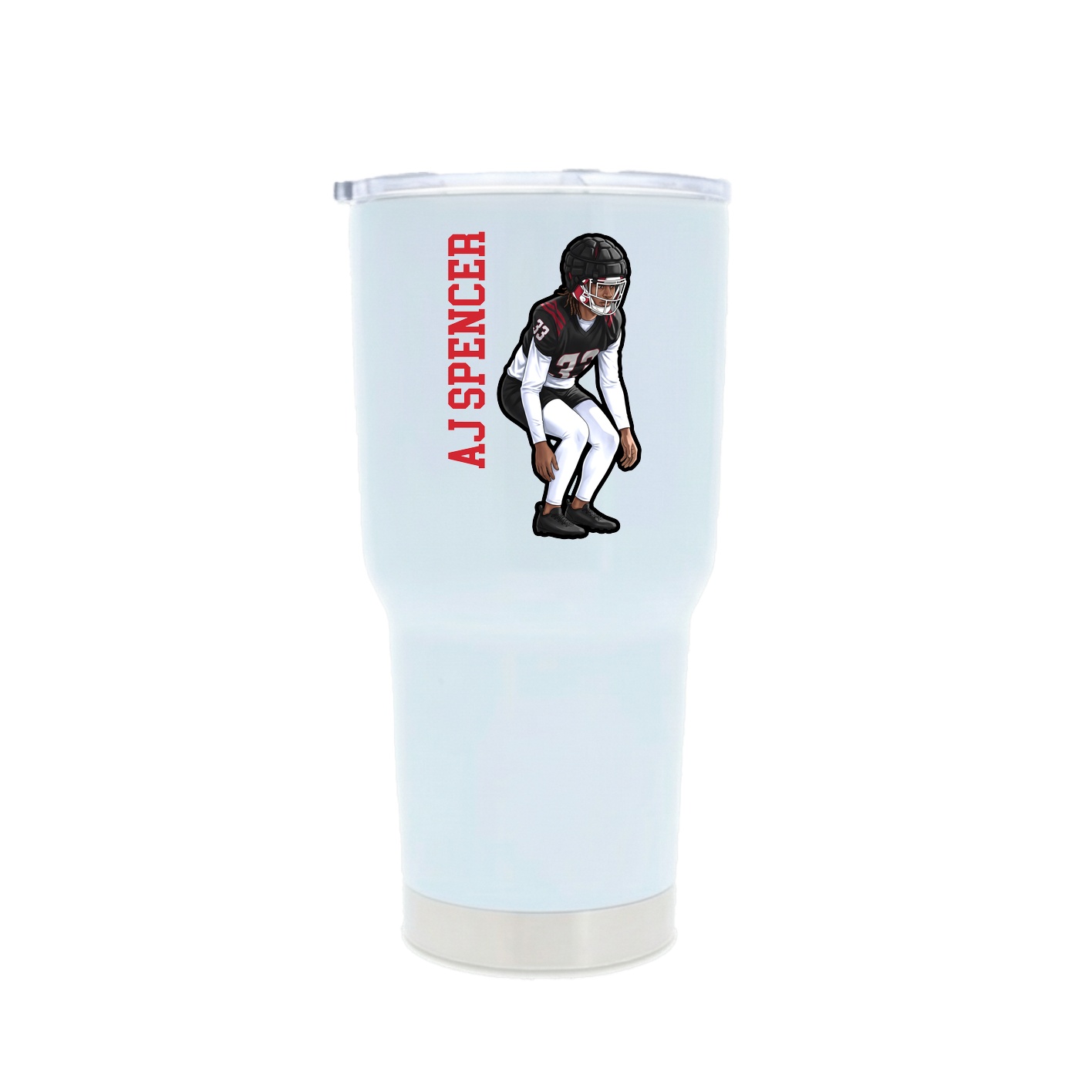 30oz Stainless Steel Tumbler — Name Vertical in White