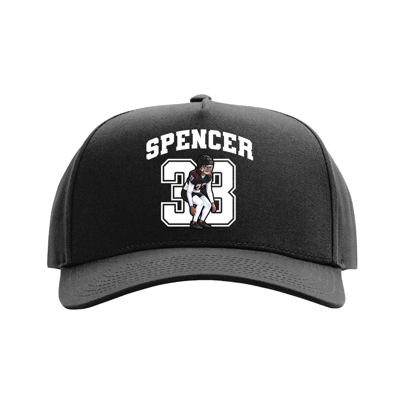 Full Fabric Five-Panel Champ Cap — Number in Black