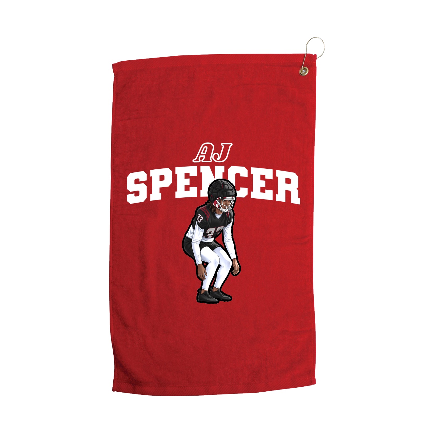 Golf Towel — Name Arch in Red