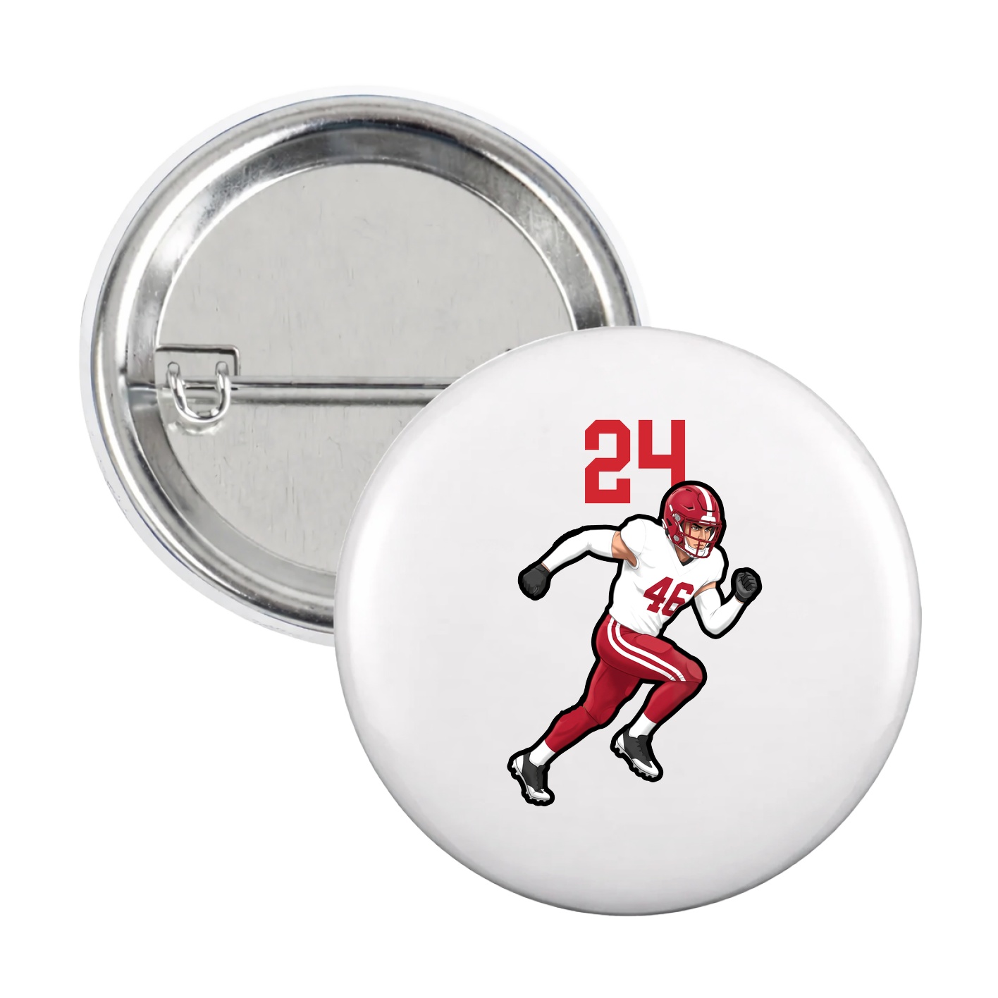 Game Day Button — Number Top in White