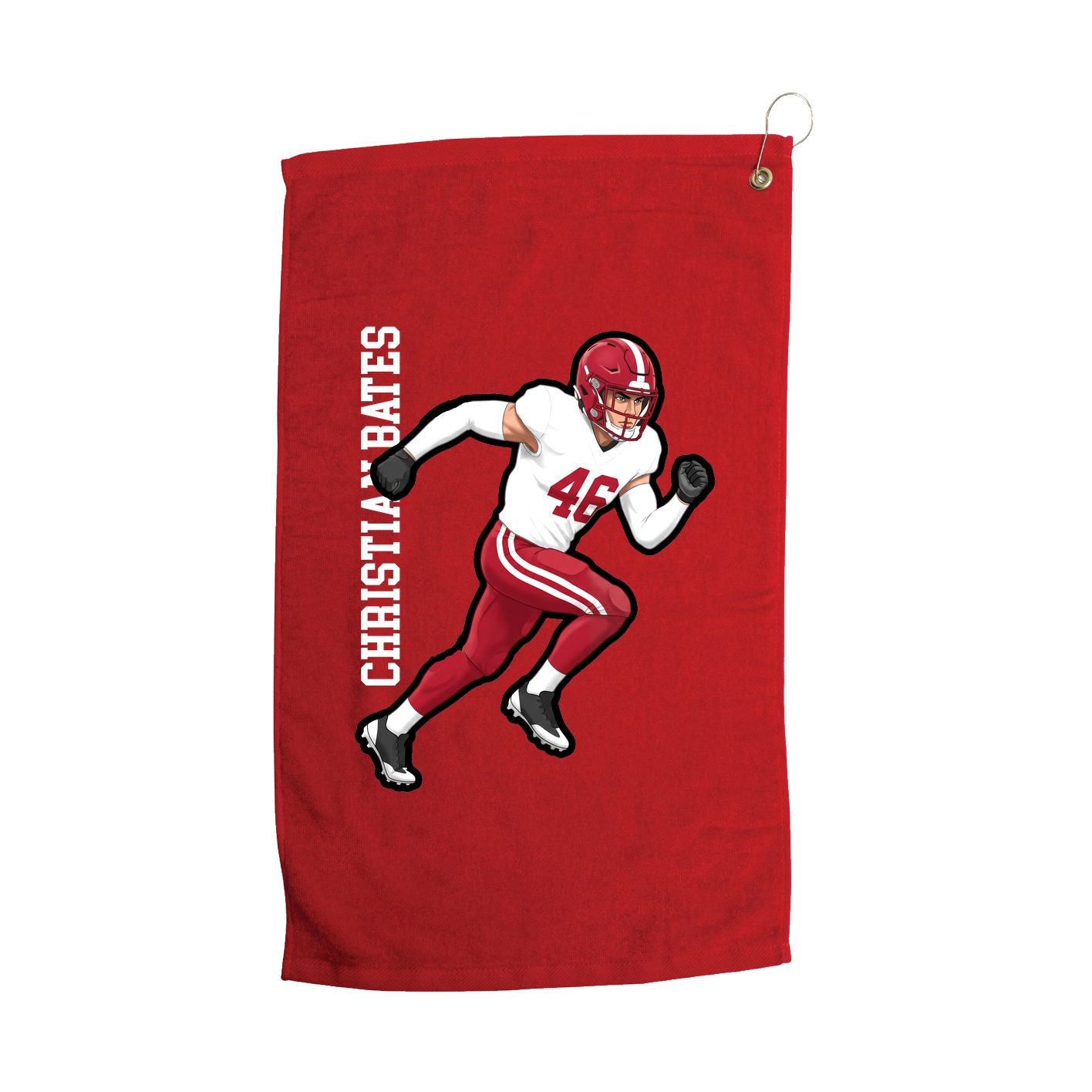 Golf Towel — Name Vertical in Red