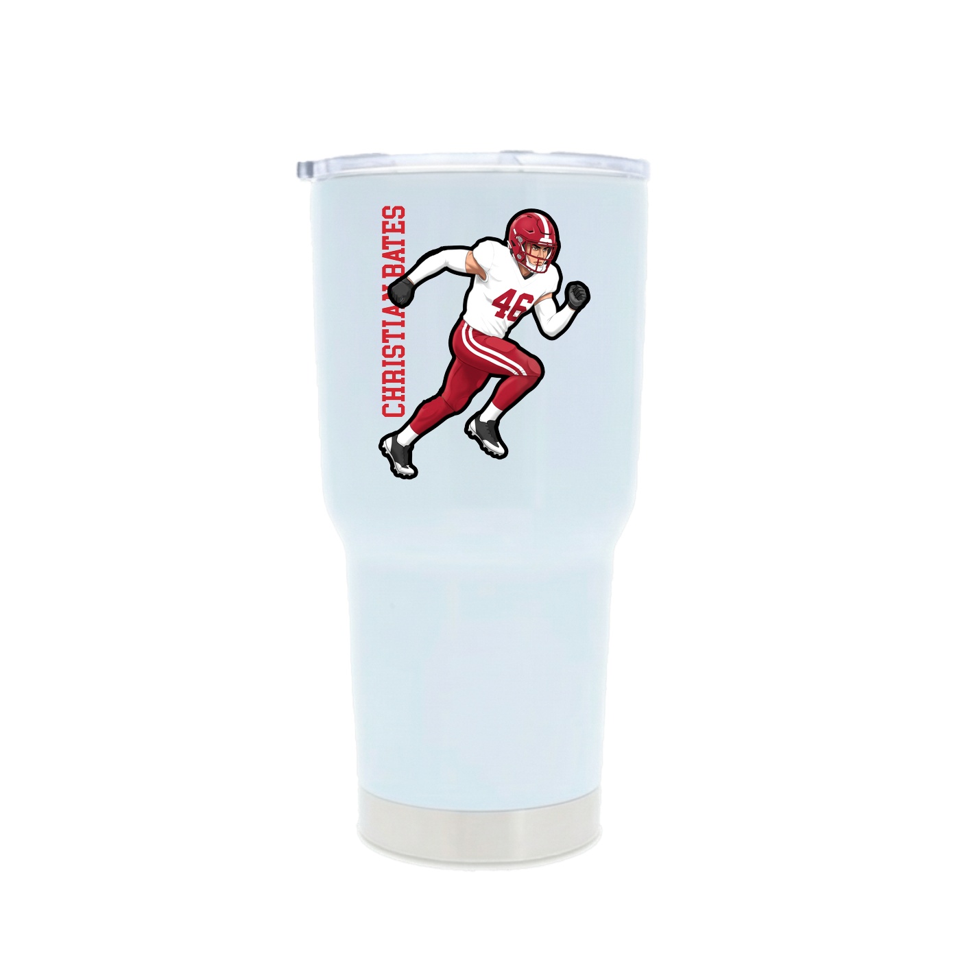 30oz Stainless Steel Tumbler — Name Vertical in White