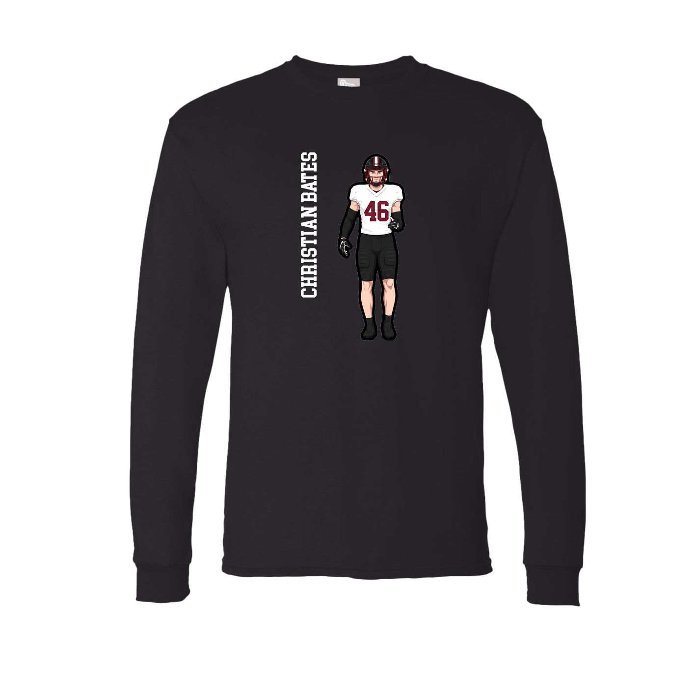 Long Sleeve Tee — Name Vertical in Black