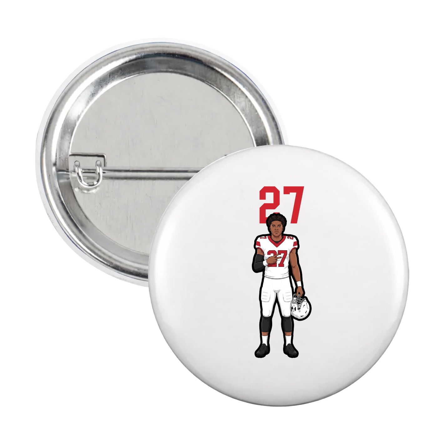 Game Day Button — Number Top in White