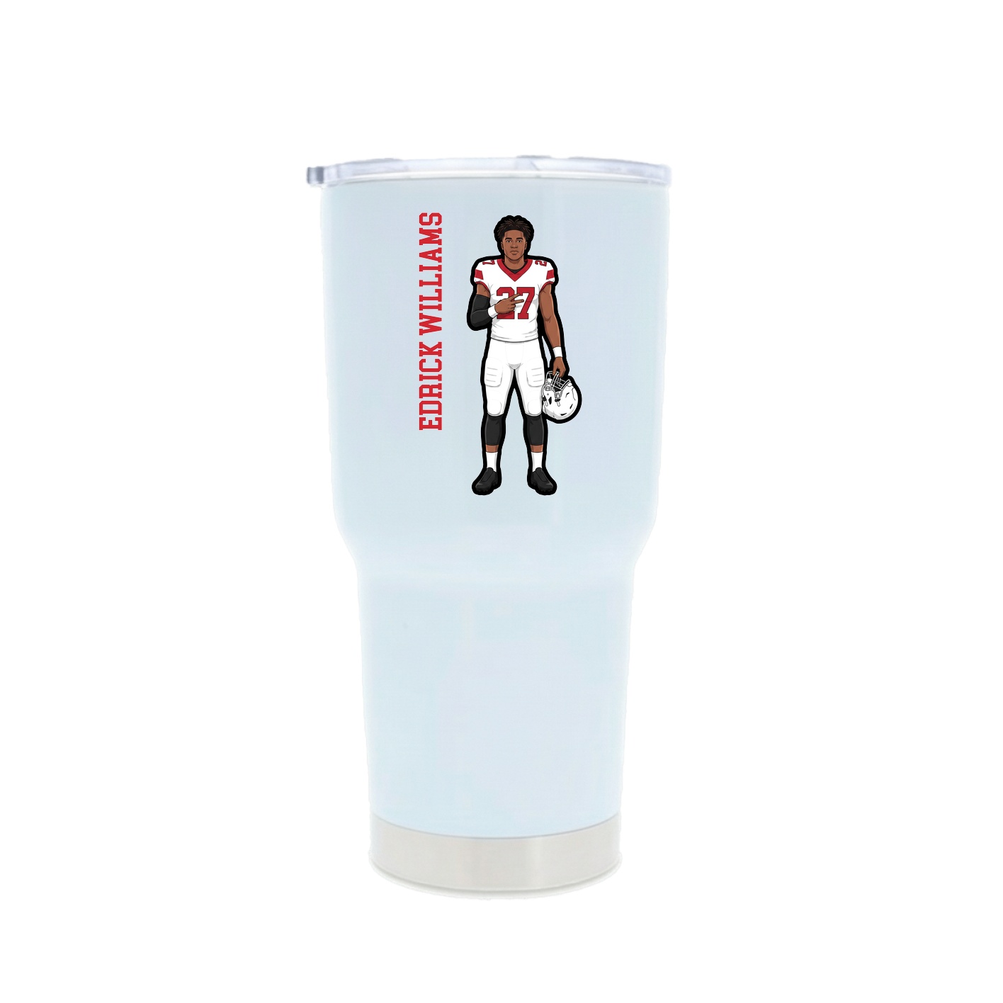 30oz Stainless Steel Tumbler — Name Vertical in White