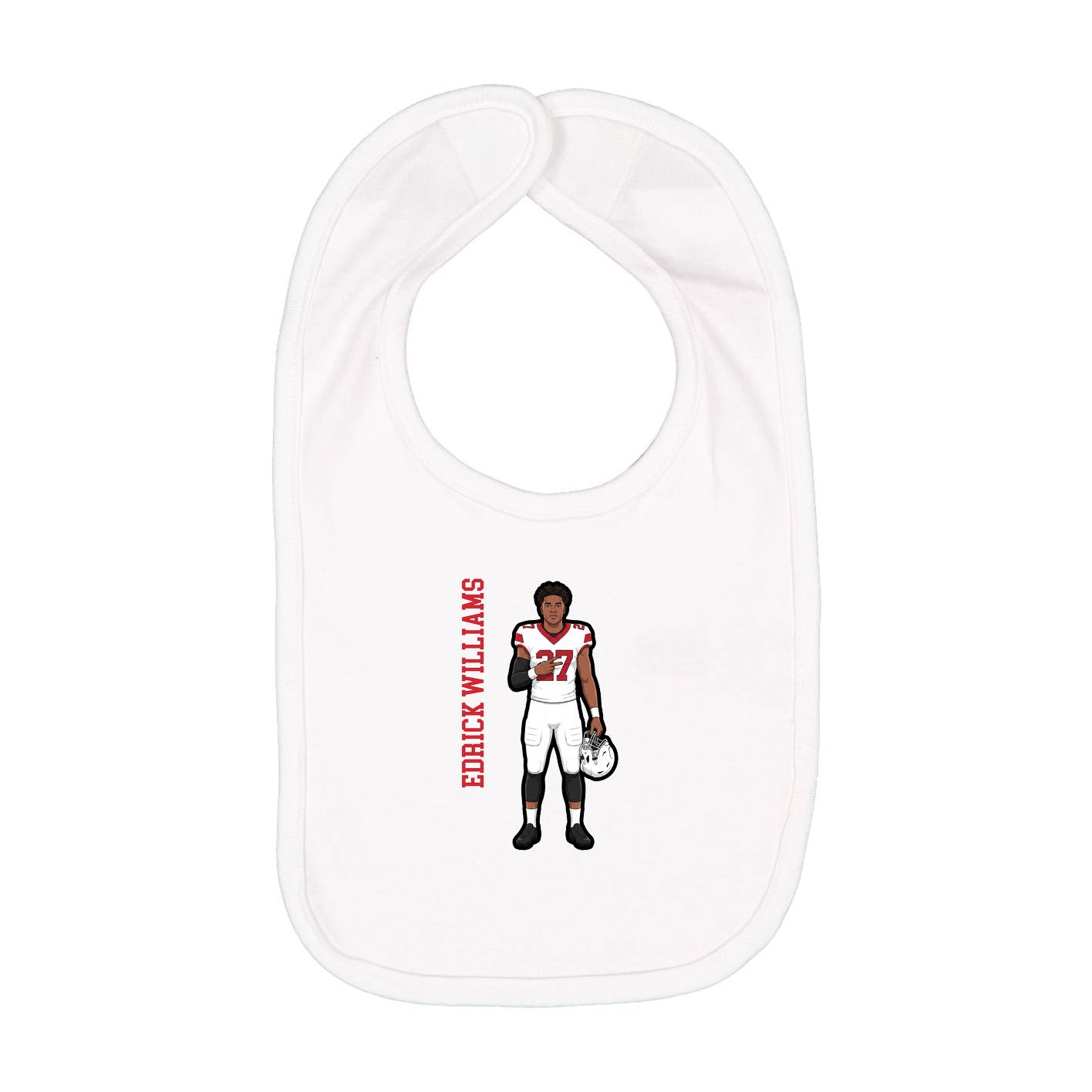 Infant Bib — Name Vertical in White