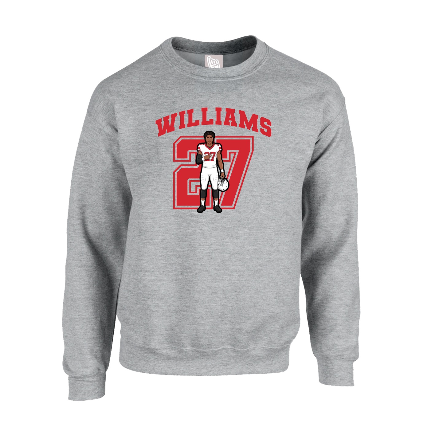 Fleece Crew — Number in Grey
