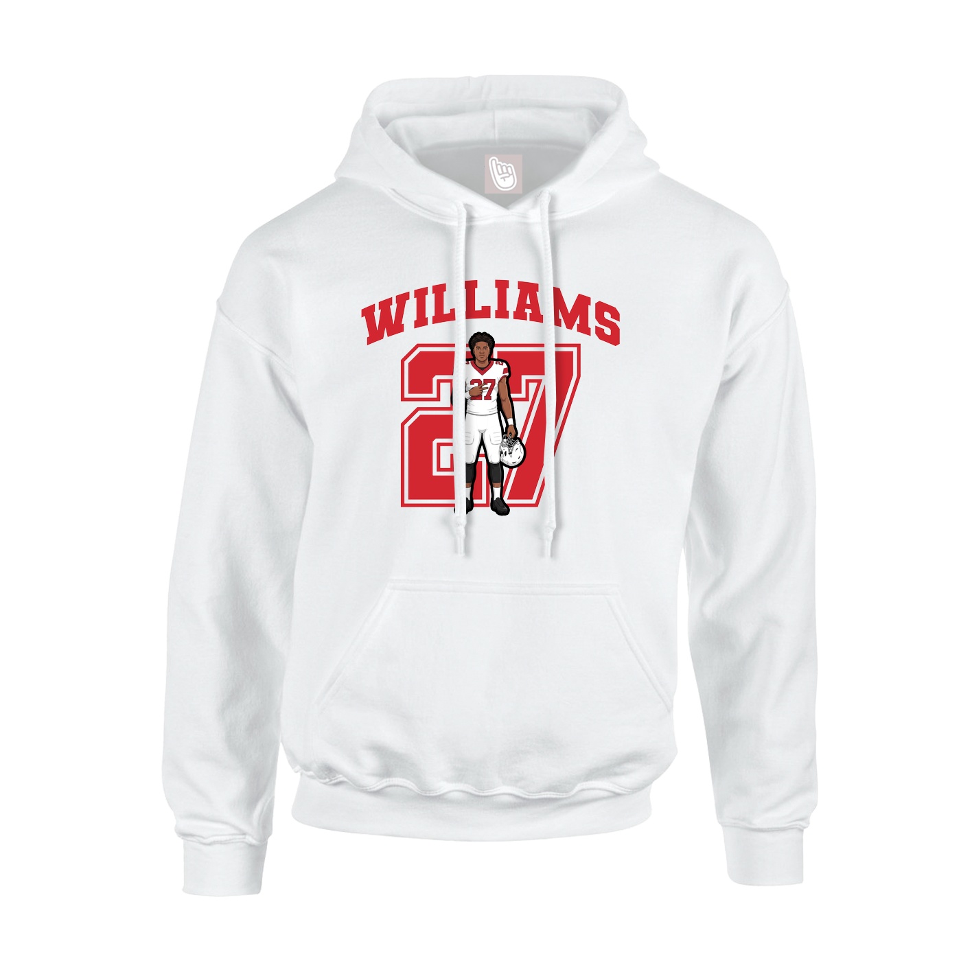 Youth Hoodie — Number in White