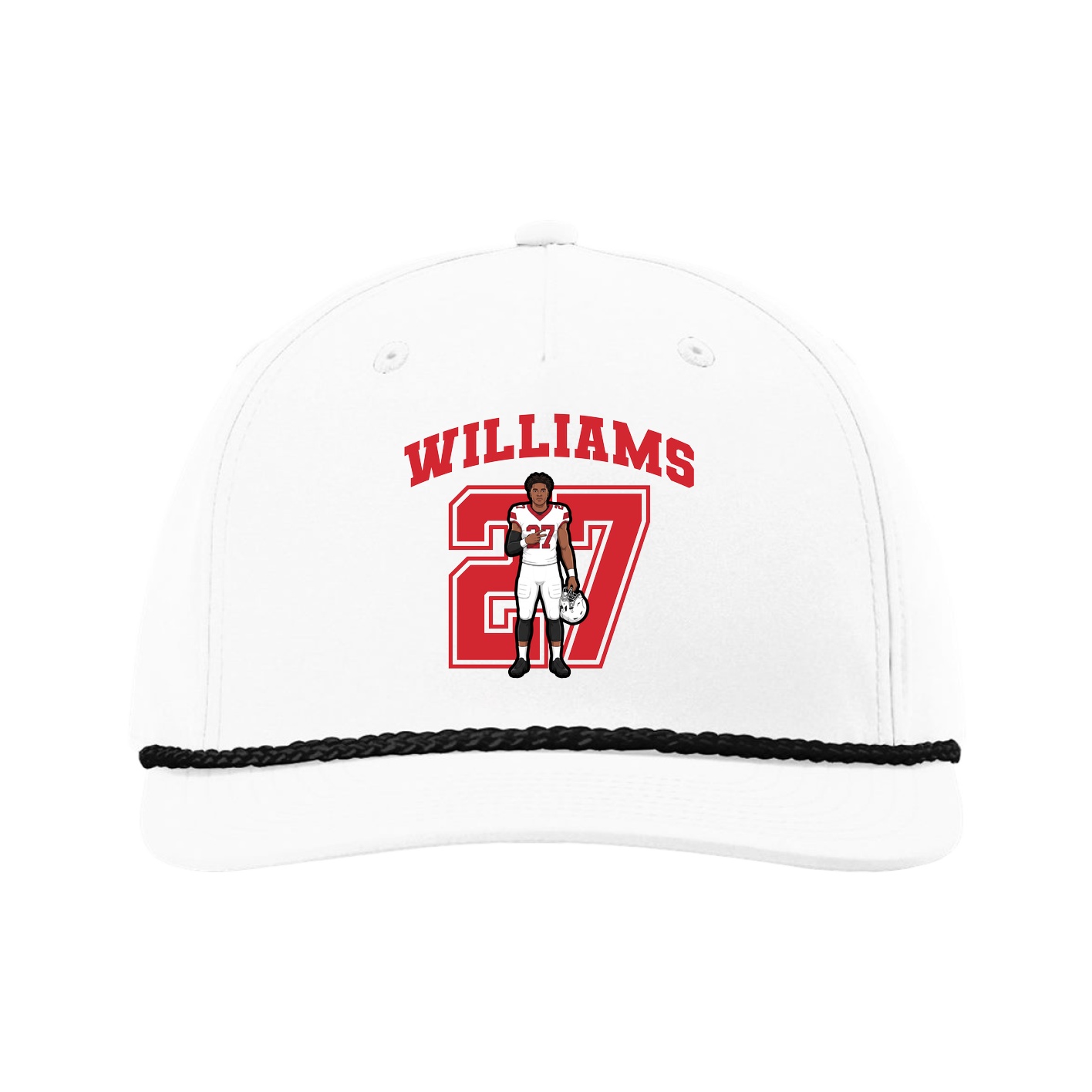 Five-Panel Classic Rope Cap — Number in White