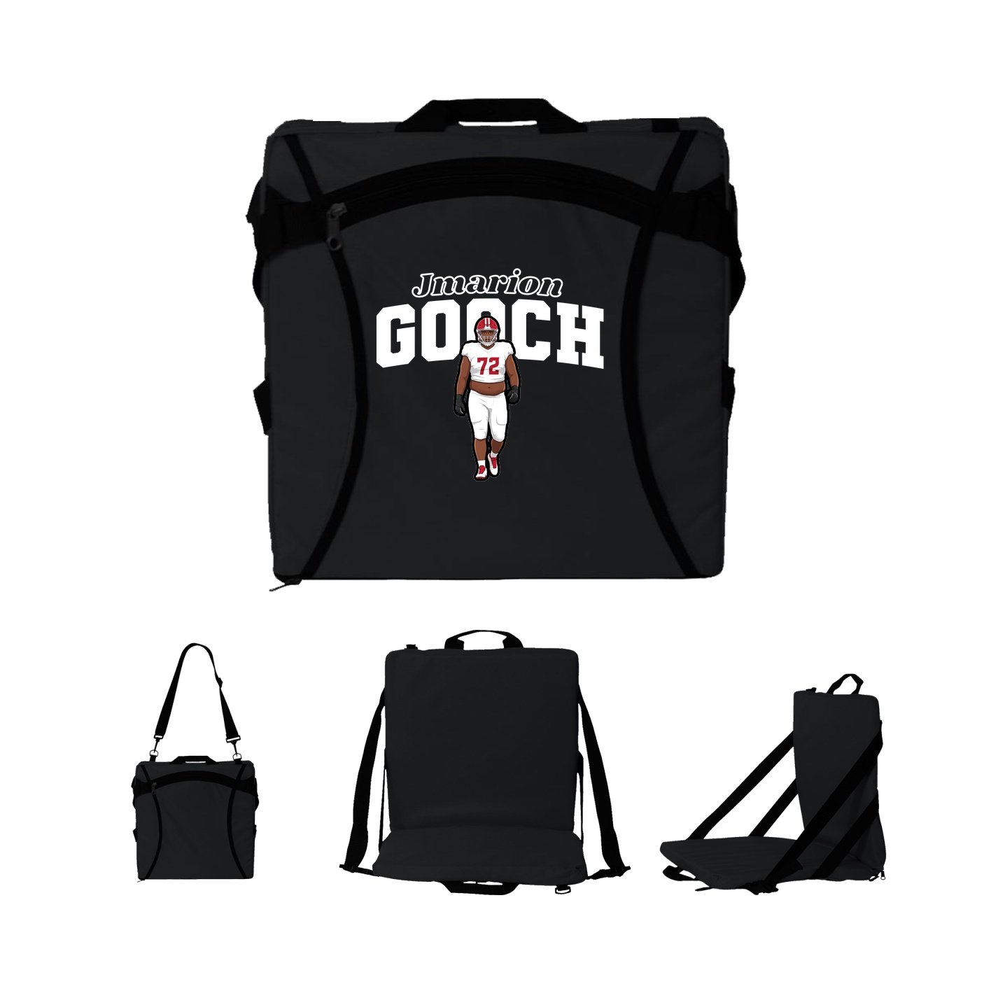 Folding Stadium Seat — Name Arch in Black