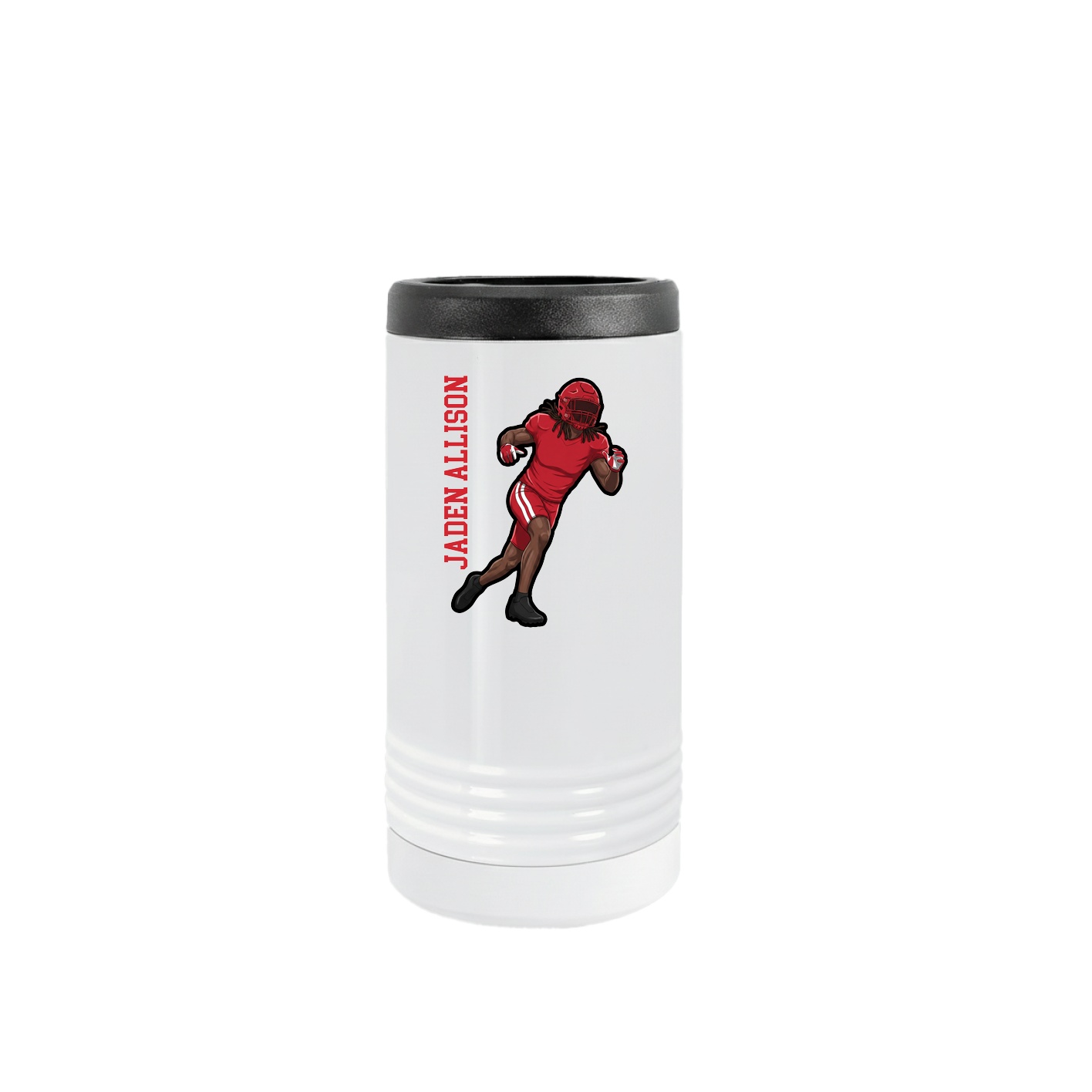 Slim Beverage Holder — Name Vertical in White