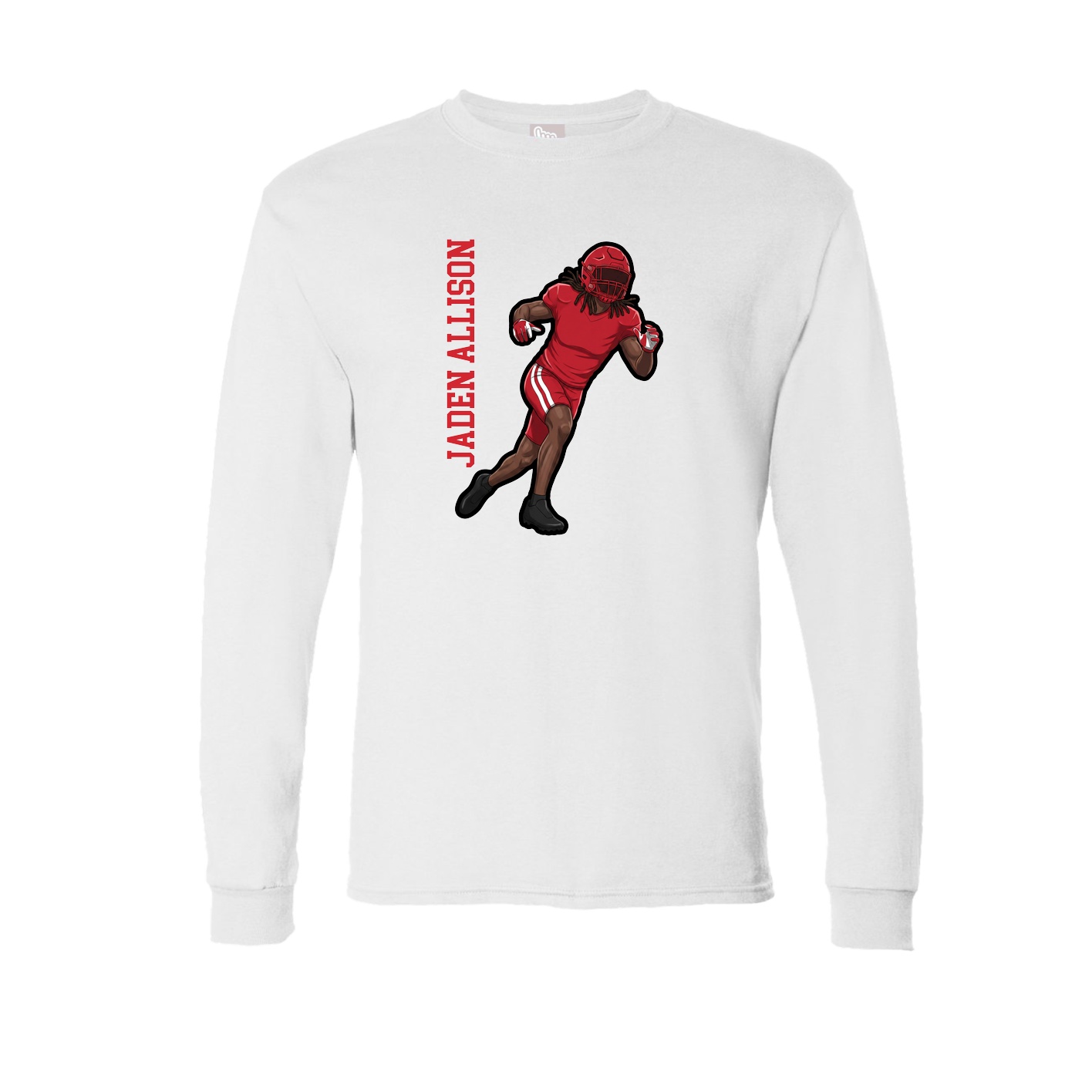 Long Sleeve Tee — Name Vertical in White