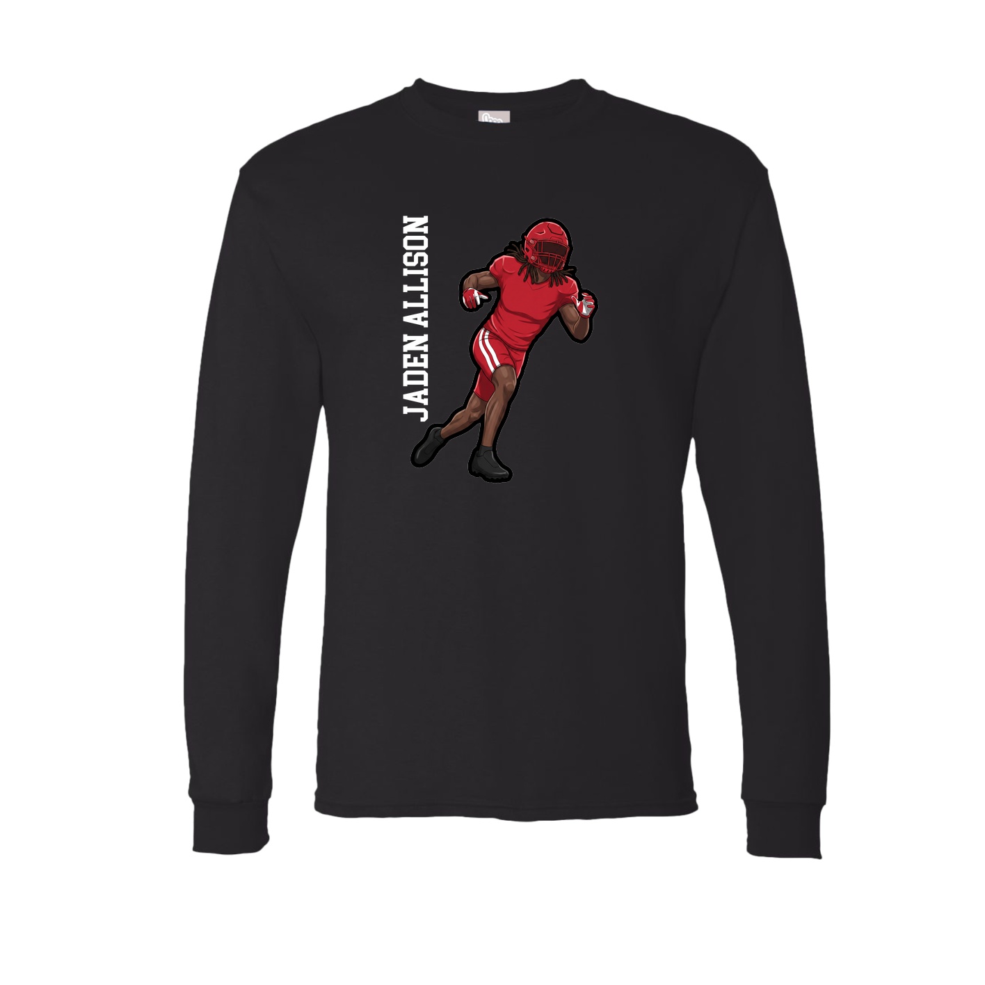 Long Sleeve Tee — Name Vertical in Black