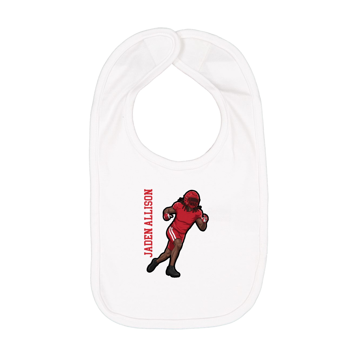 Infant Bib — Name Vertical in White
