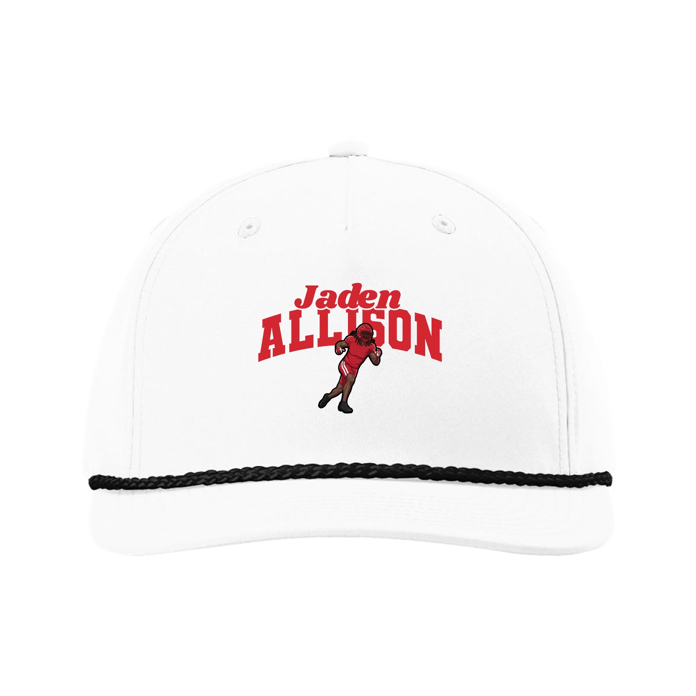 Five-Panel Classic Rope Cap — Signature Arch in White