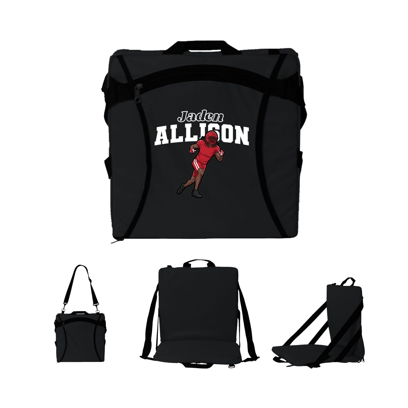 Folding Stadium Seat — Name Arch in Black