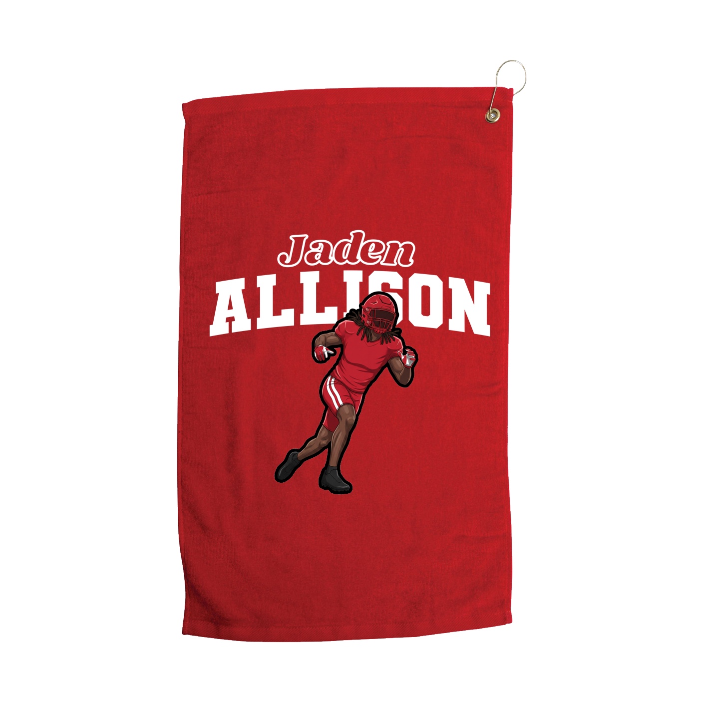 Golf Towel — Name Arch in Red