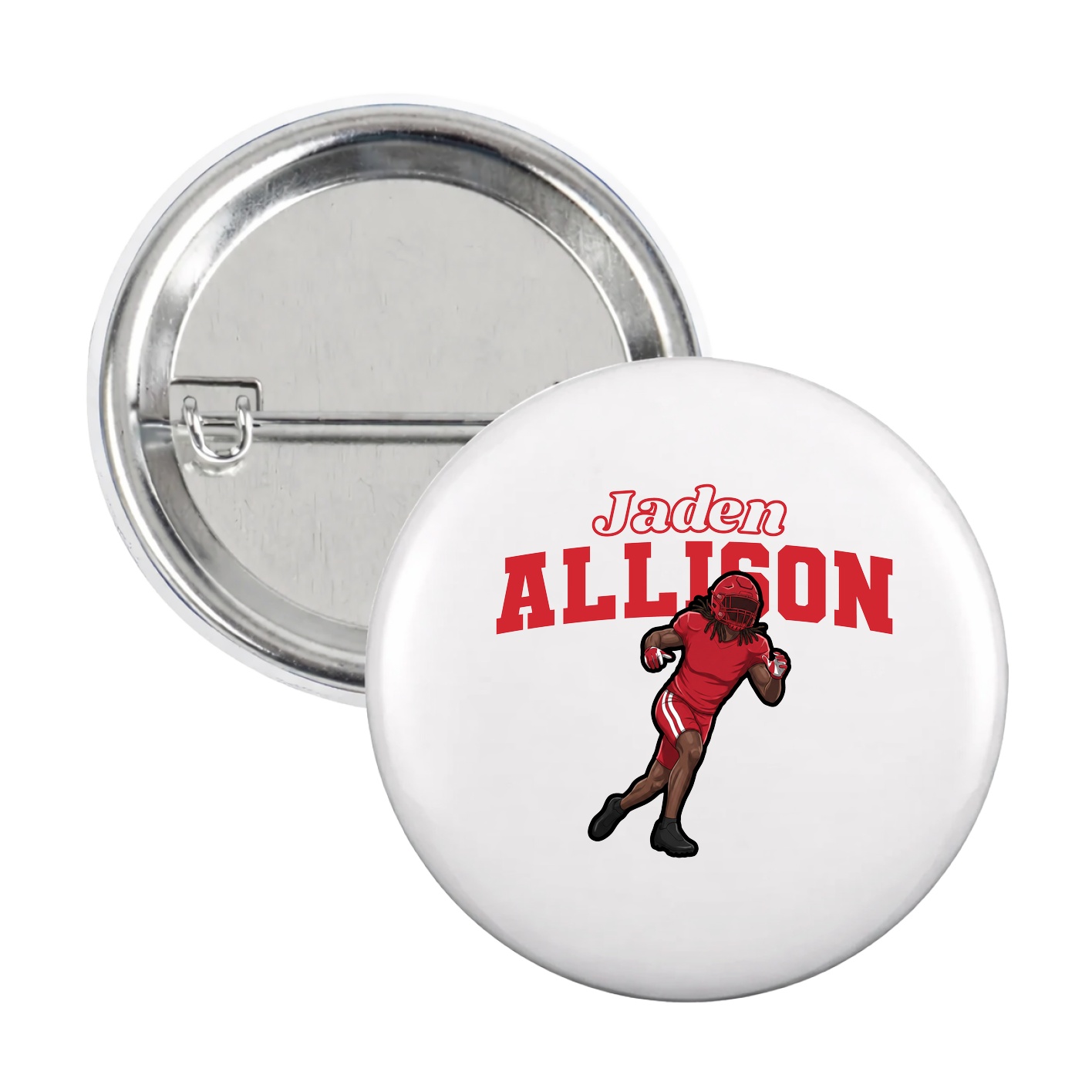 Game Day Button — Name Arch in White