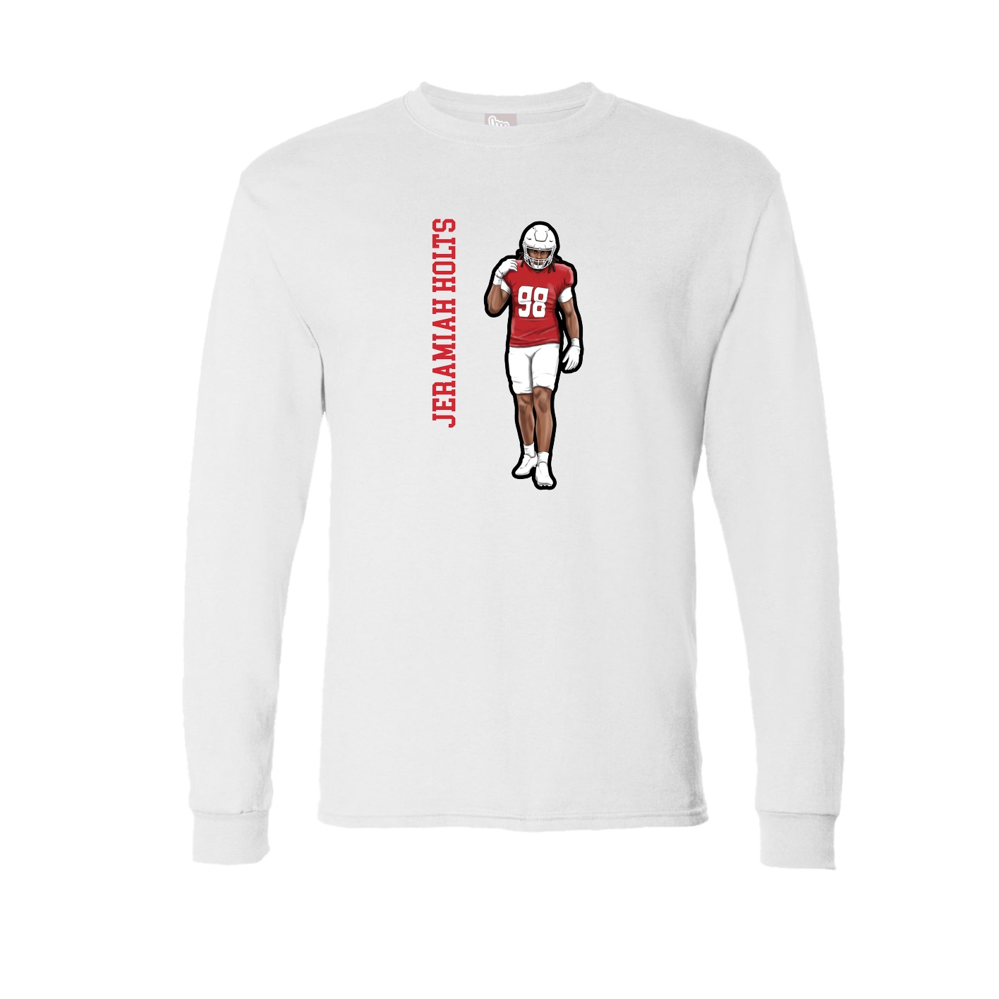 Long Sleeve Tee — Name Vertical in White