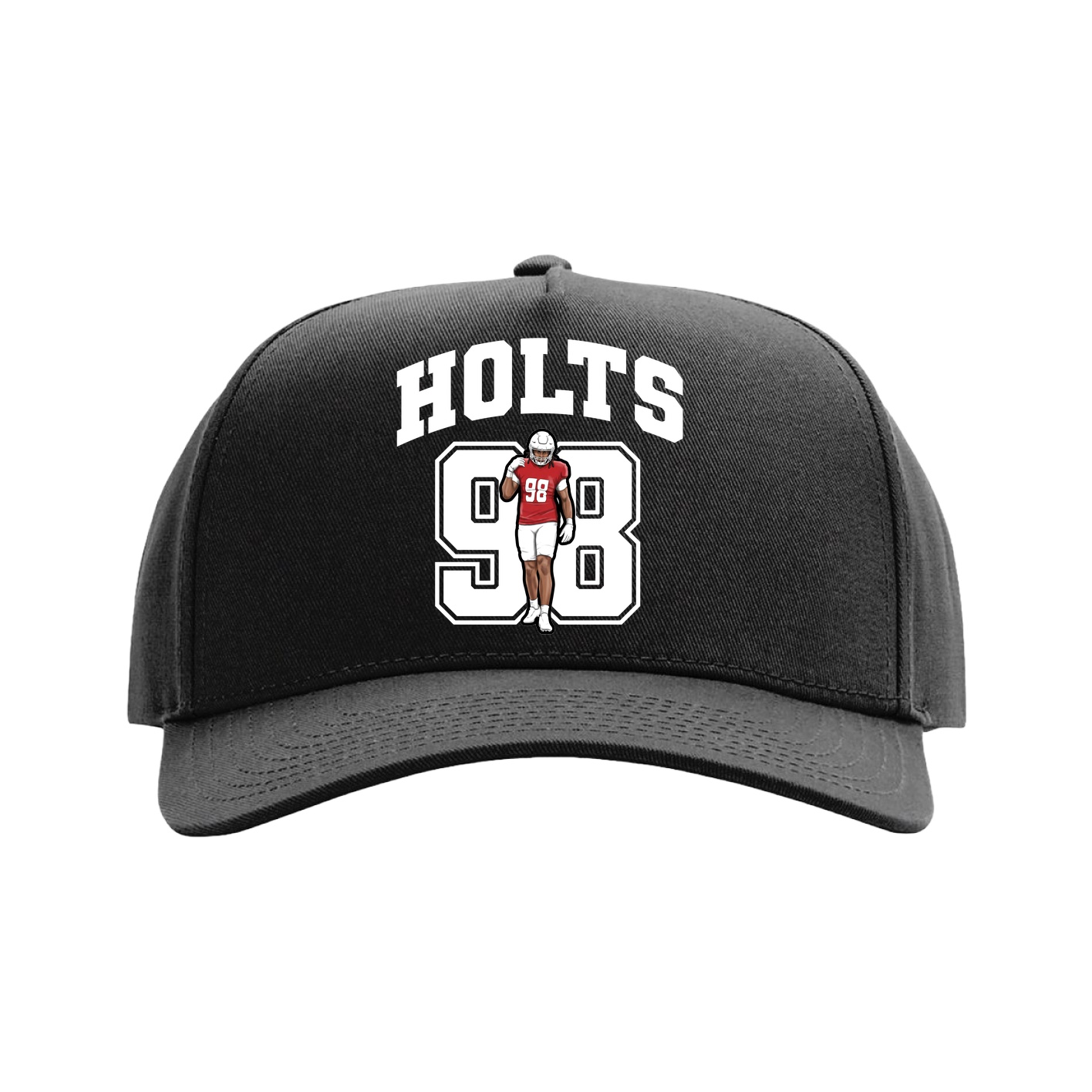 Full Fabric Five-Panel Champ Cap — Number in Black