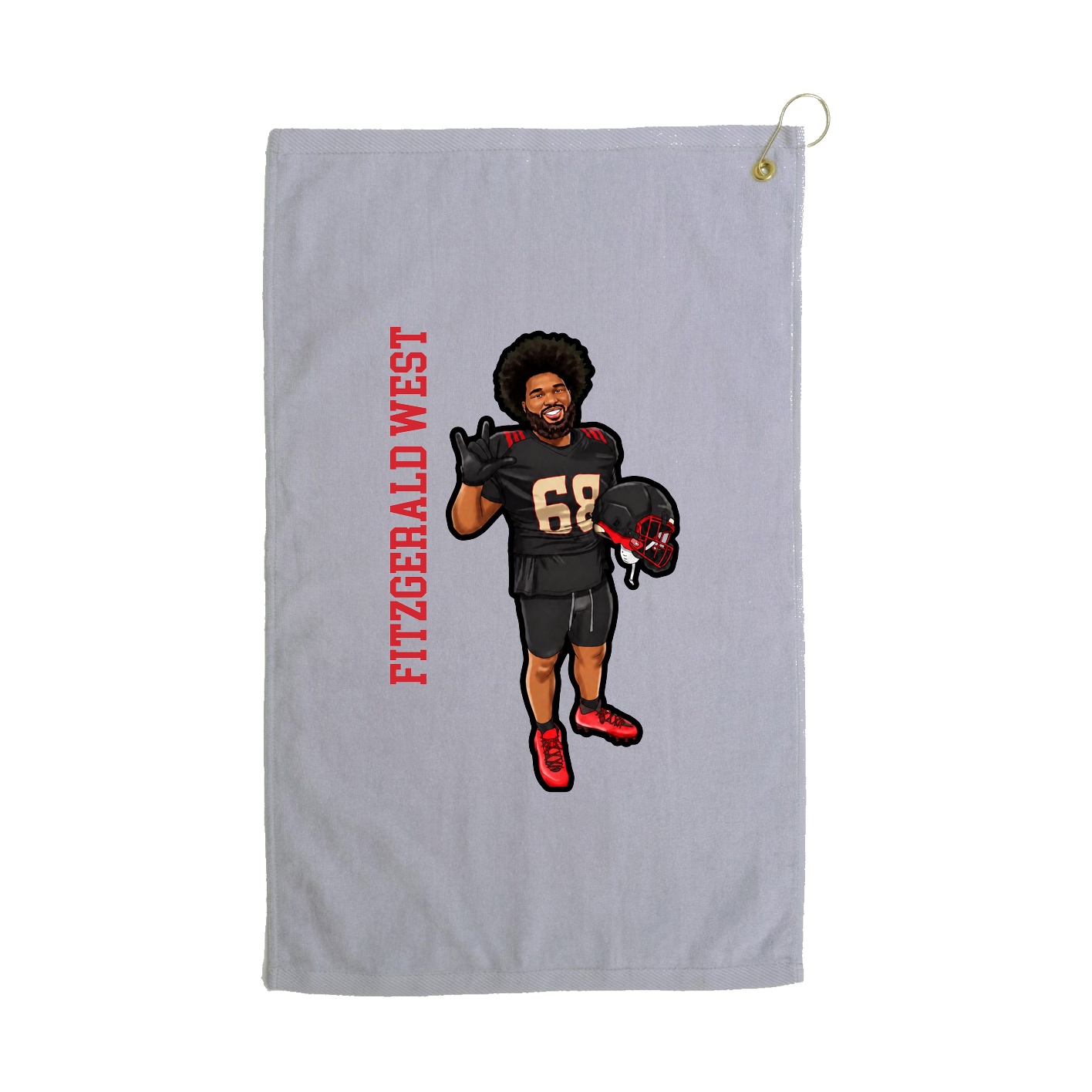 Golf Towel — Name Vertical in Grey