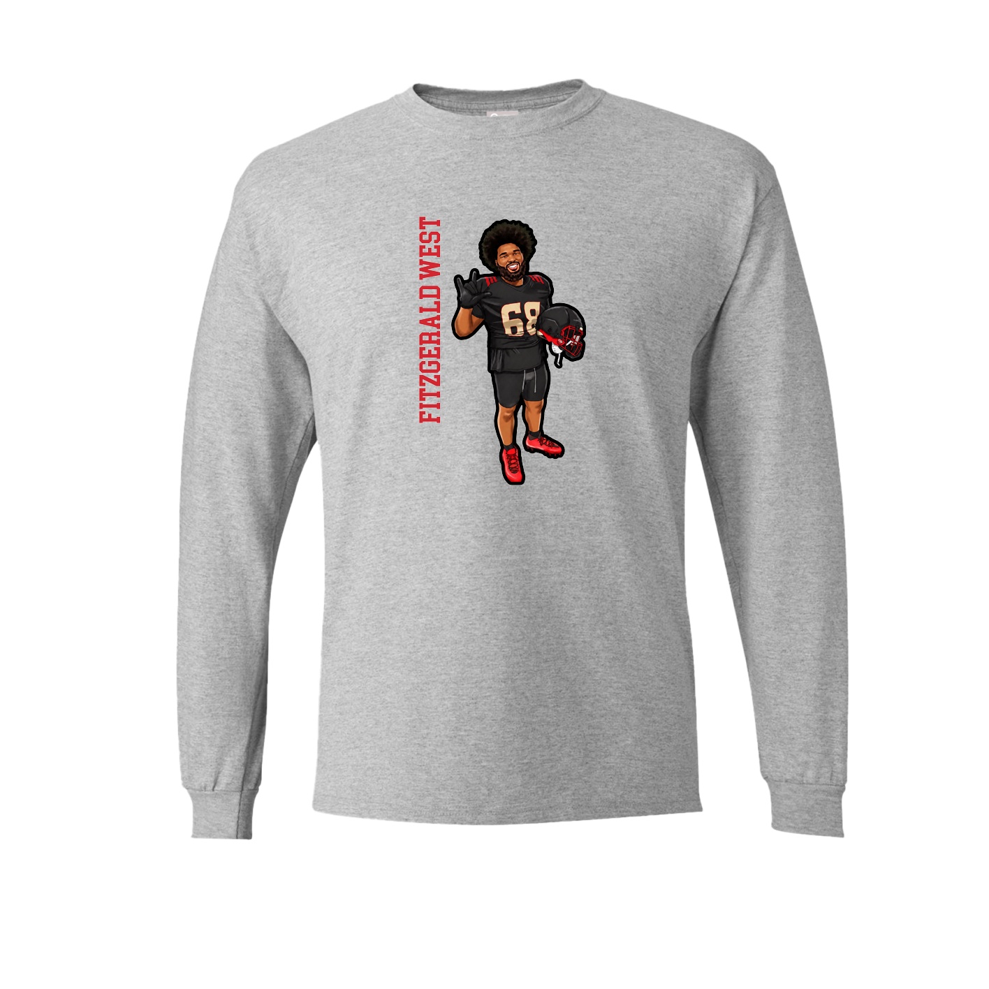 Long Sleeve Tee — Name Vertical in Grey