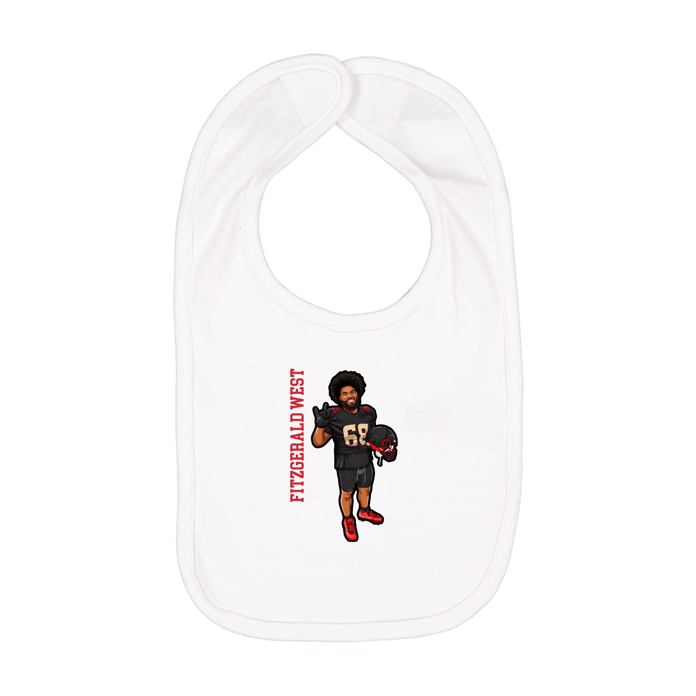 Infant Bib — Name Vertical in White