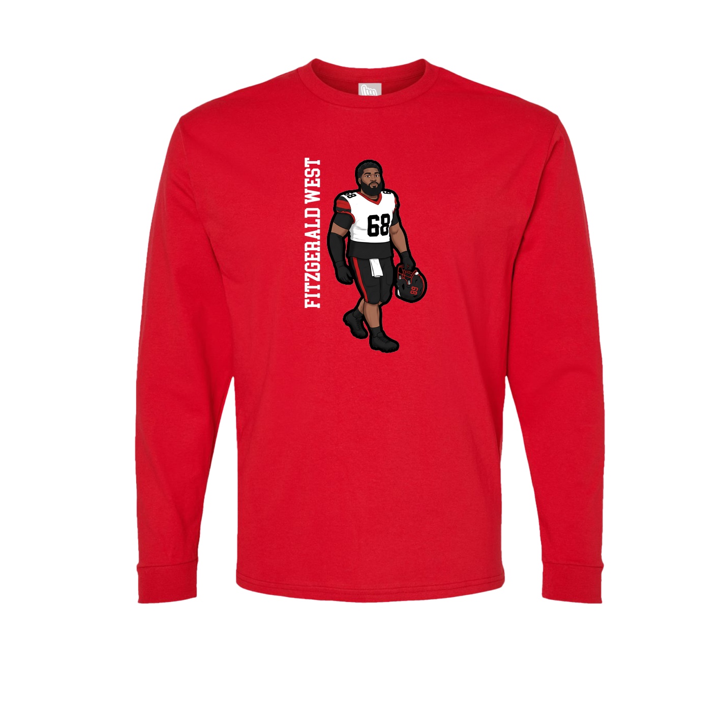 Long Sleeve Tee — Name Vertical in Red