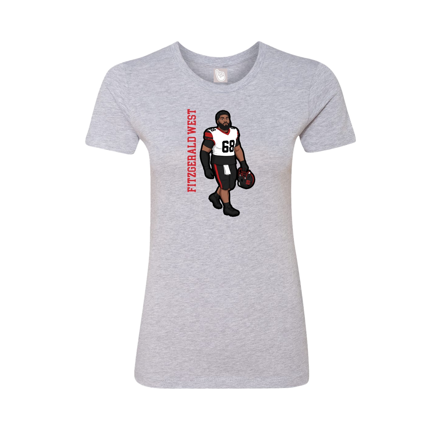 Fitted Women's Tee — Name Vertical in Grey