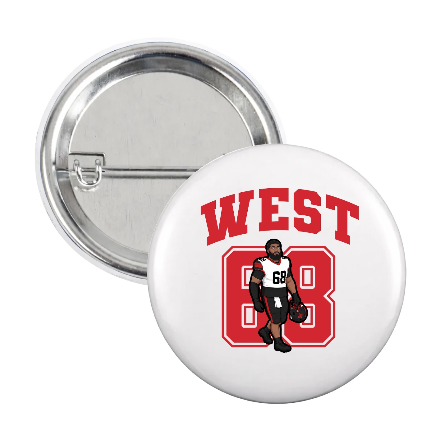 Game Day Button — Number in White