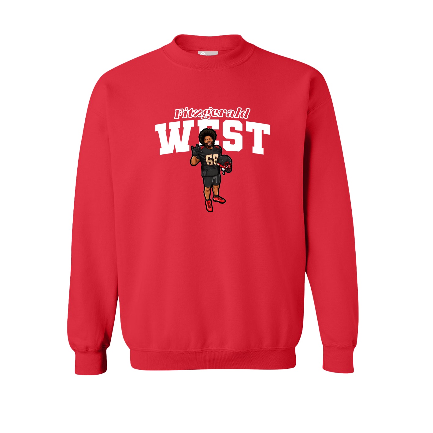 Fleece Crew — Name Arch in Red