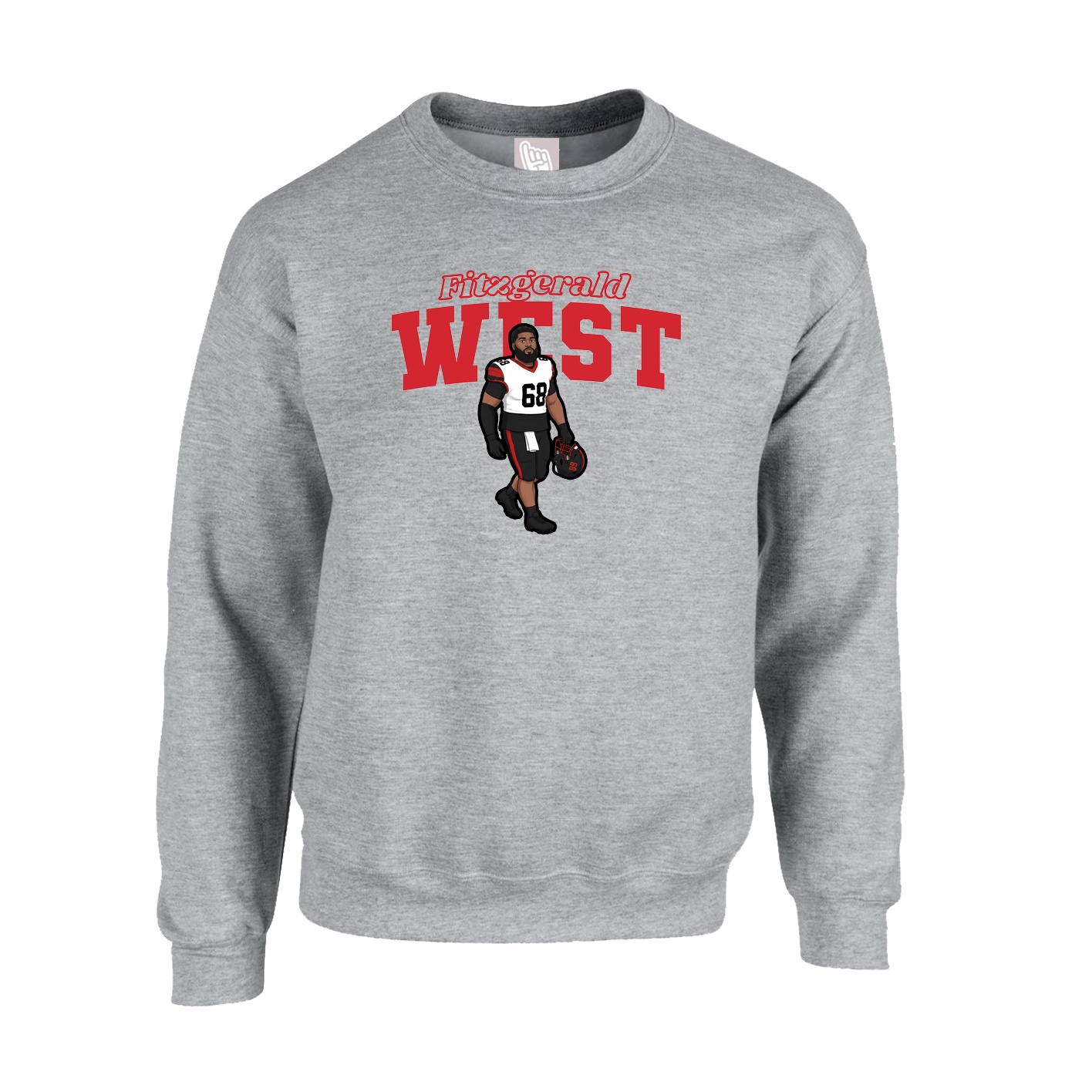Fleece Crew — Name Arch in Grey