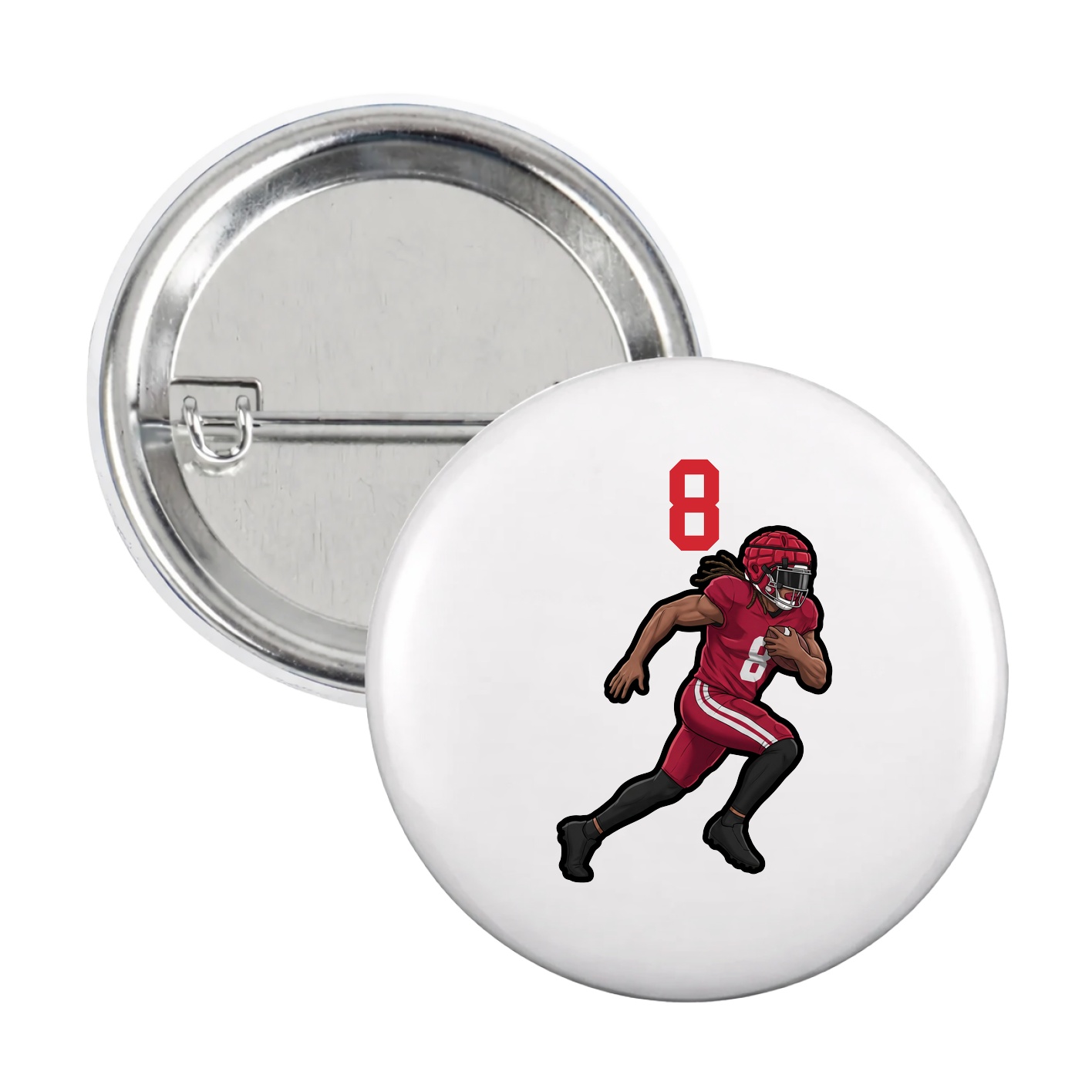 Game Day Button — Number Top in White