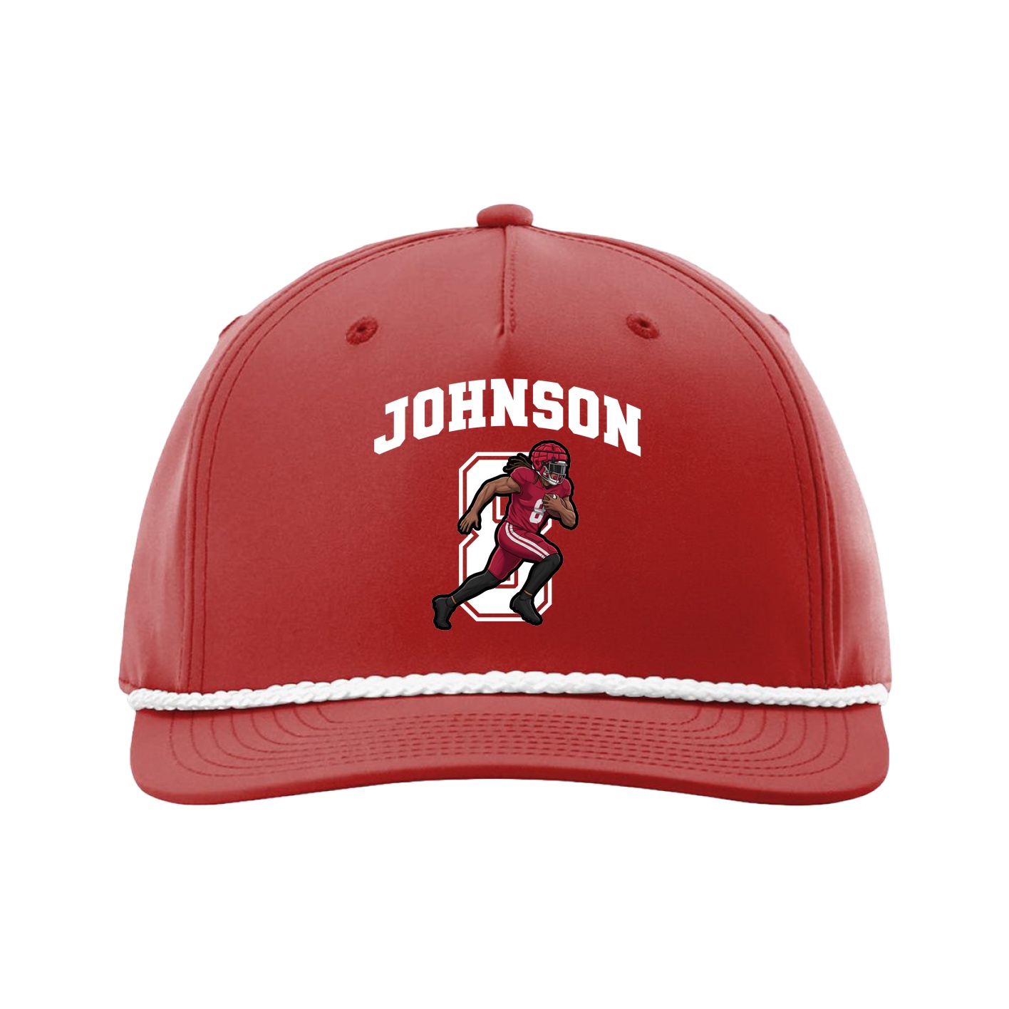 Five-Panel Classic Rope Cap — Number in Red