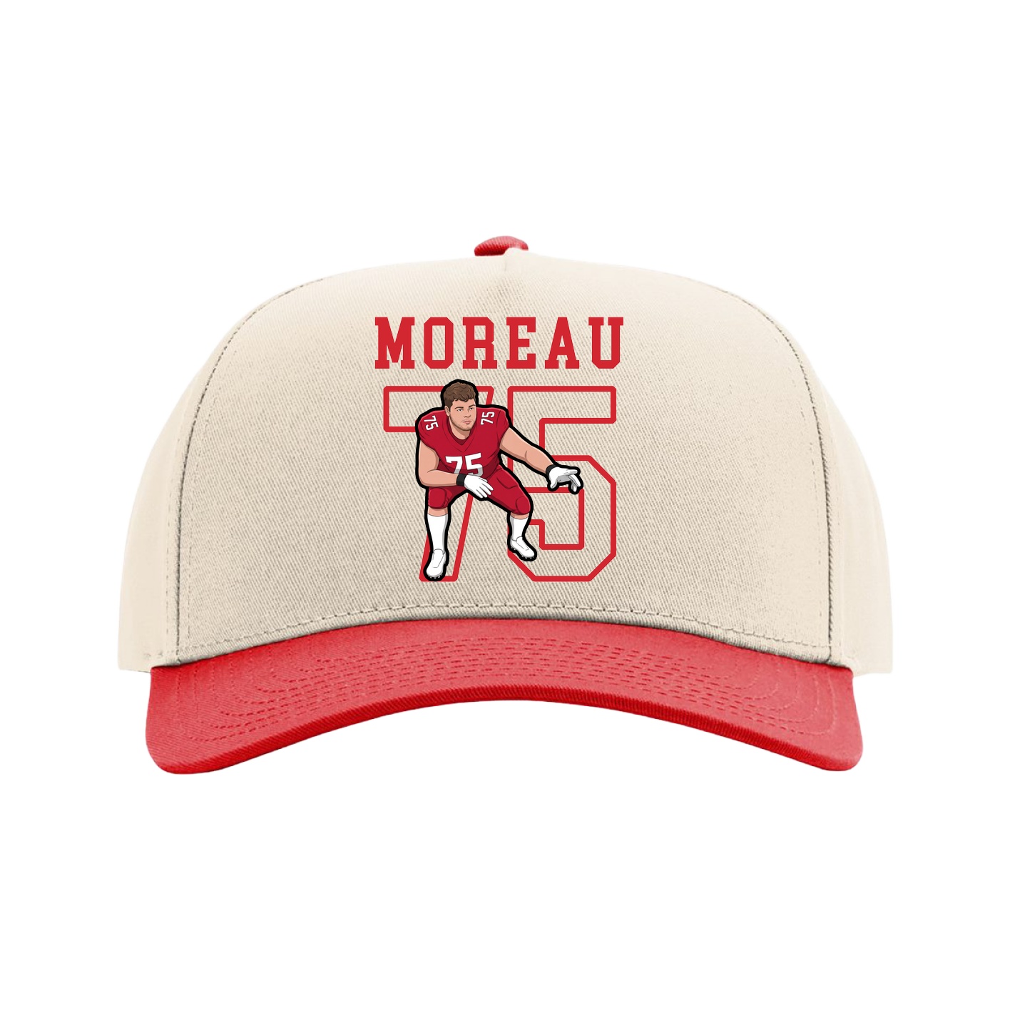 Full Fabric Five-Panel Champ Cap — Shirsey in Cream/Red