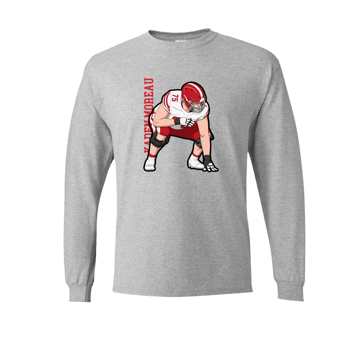 Long Sleeve Tee — Name Vertical in Grey
