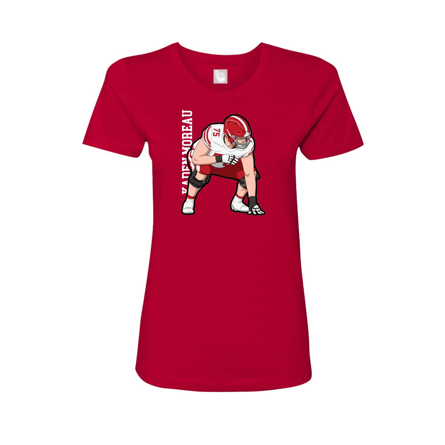 Fitted Women's Tee — Name Vertical in Red