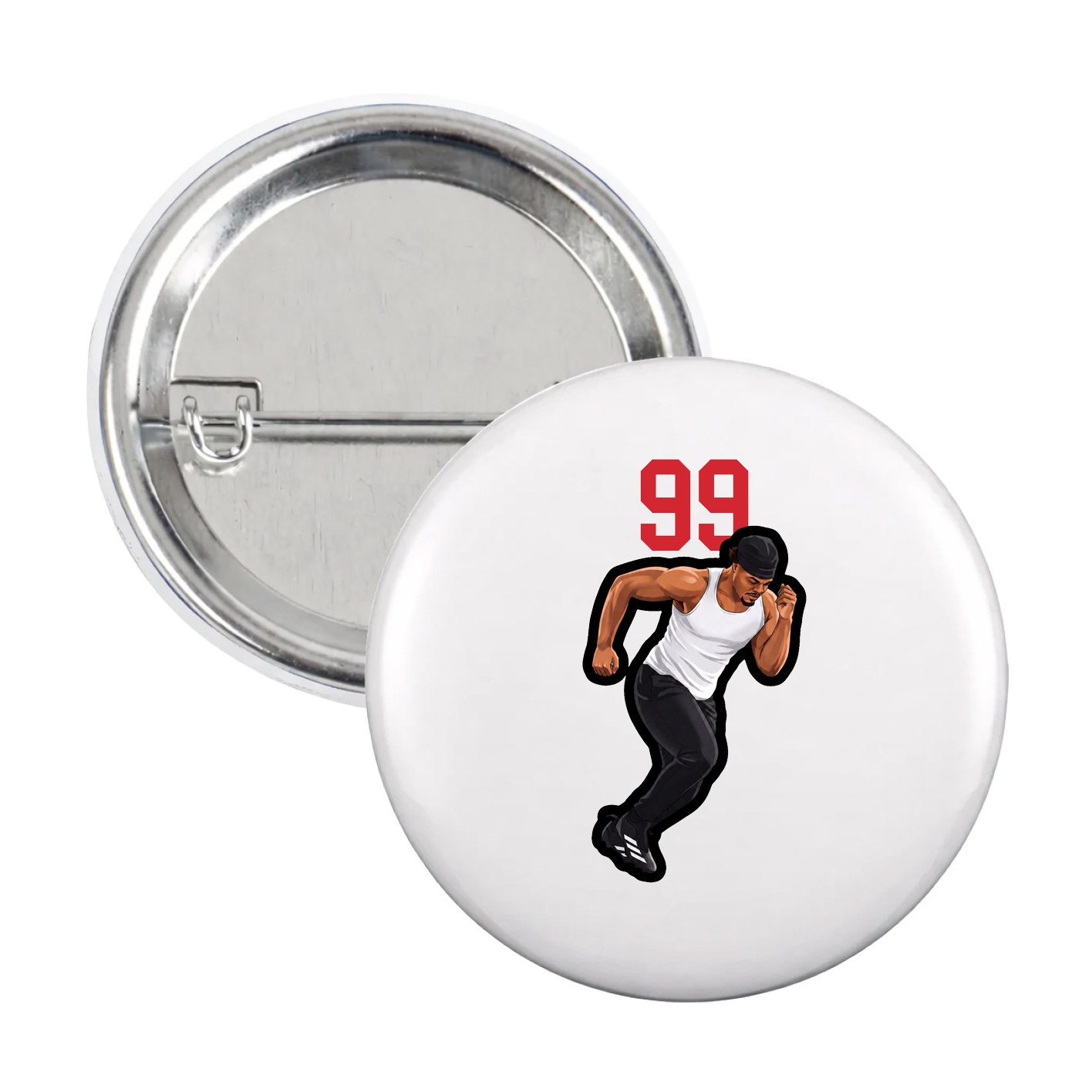 Game Day Button — Number Top in White