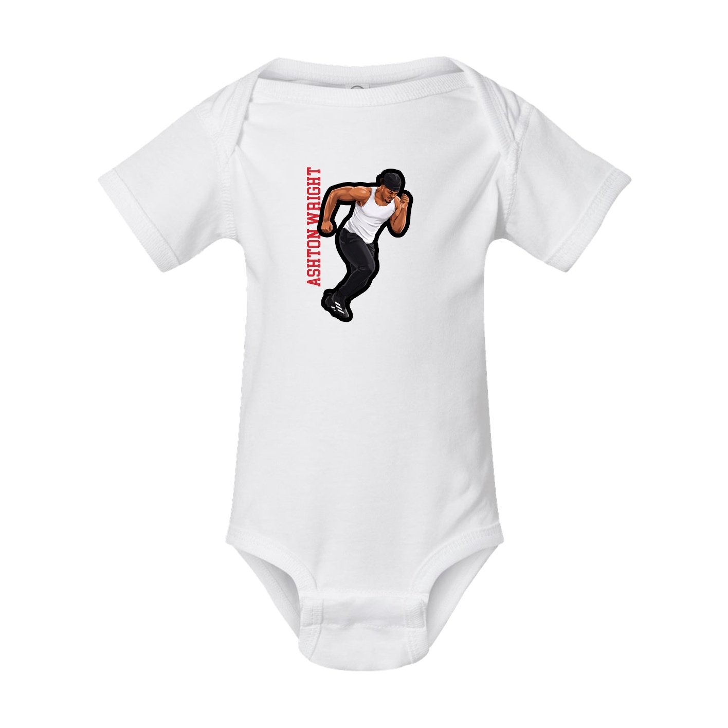 Baby Onesie — Name Vertical in White