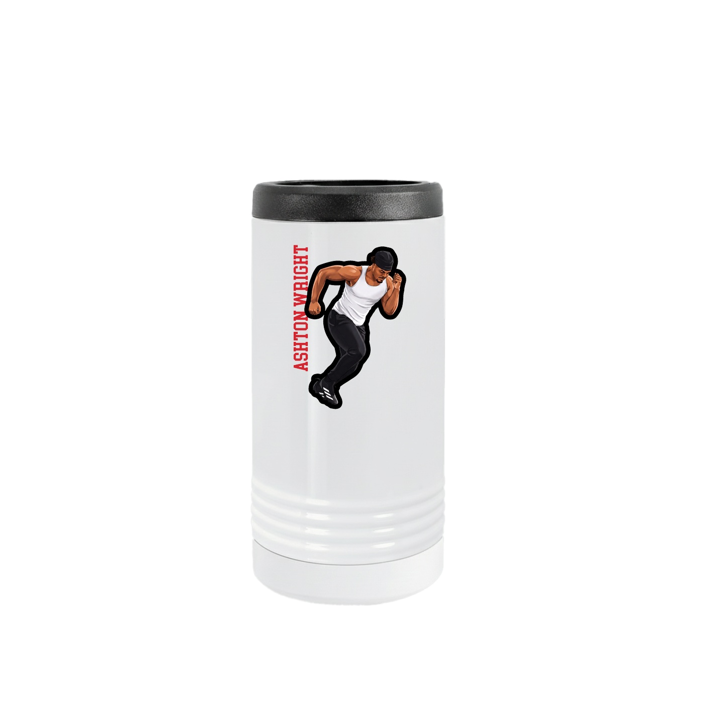 Slim Beverage Holder — Name Vertical in White