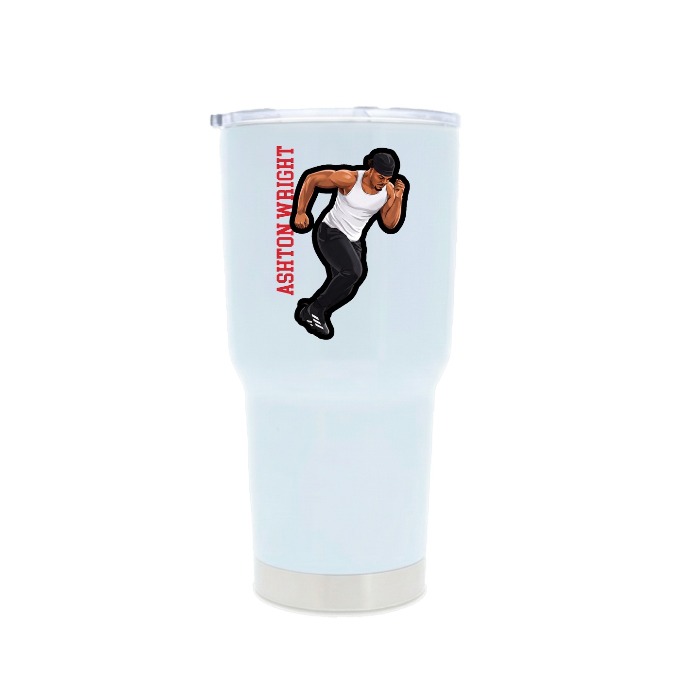 30oz Stainless Steel Tumbler — Name Vertical in White