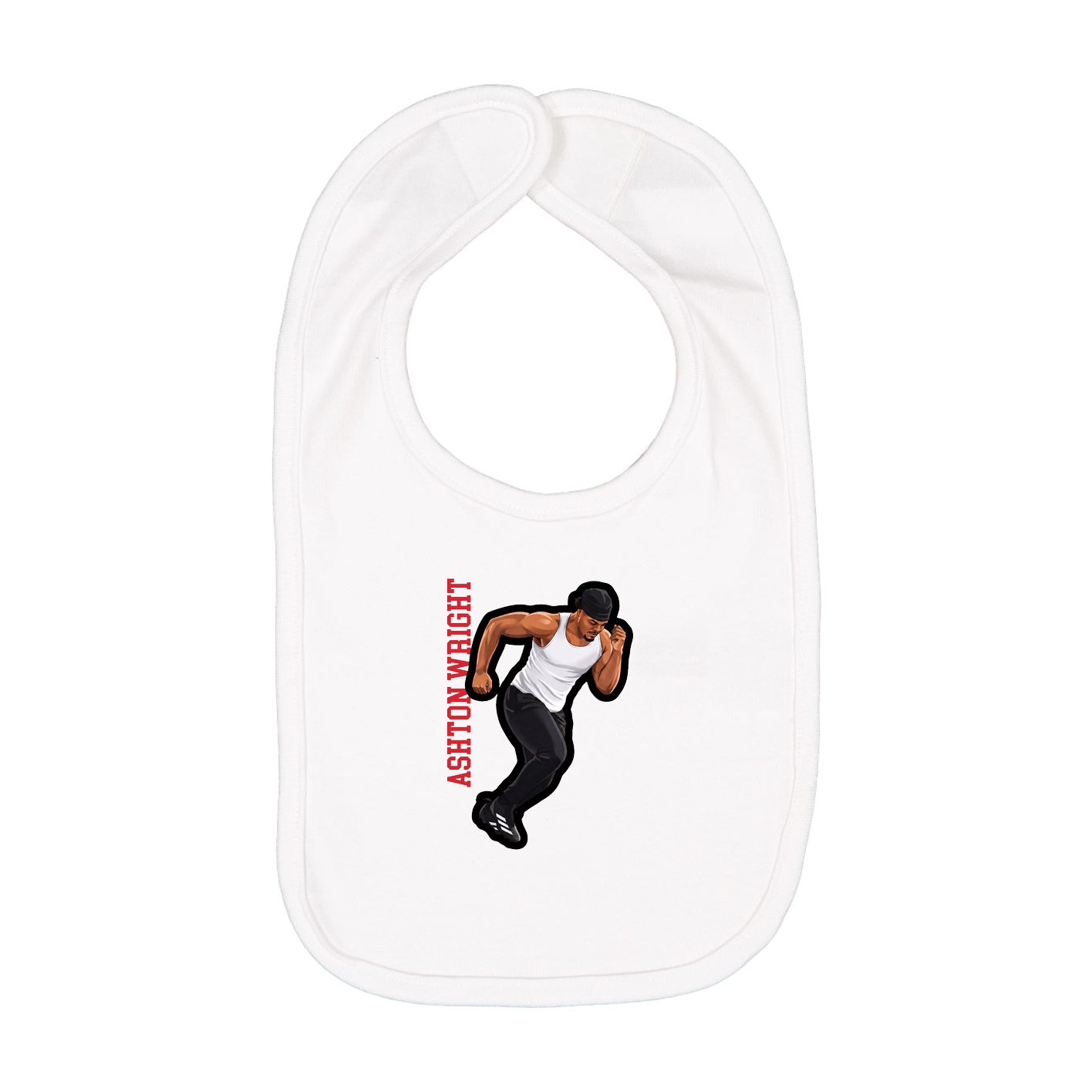 Infant Bib — Name Vertical in White