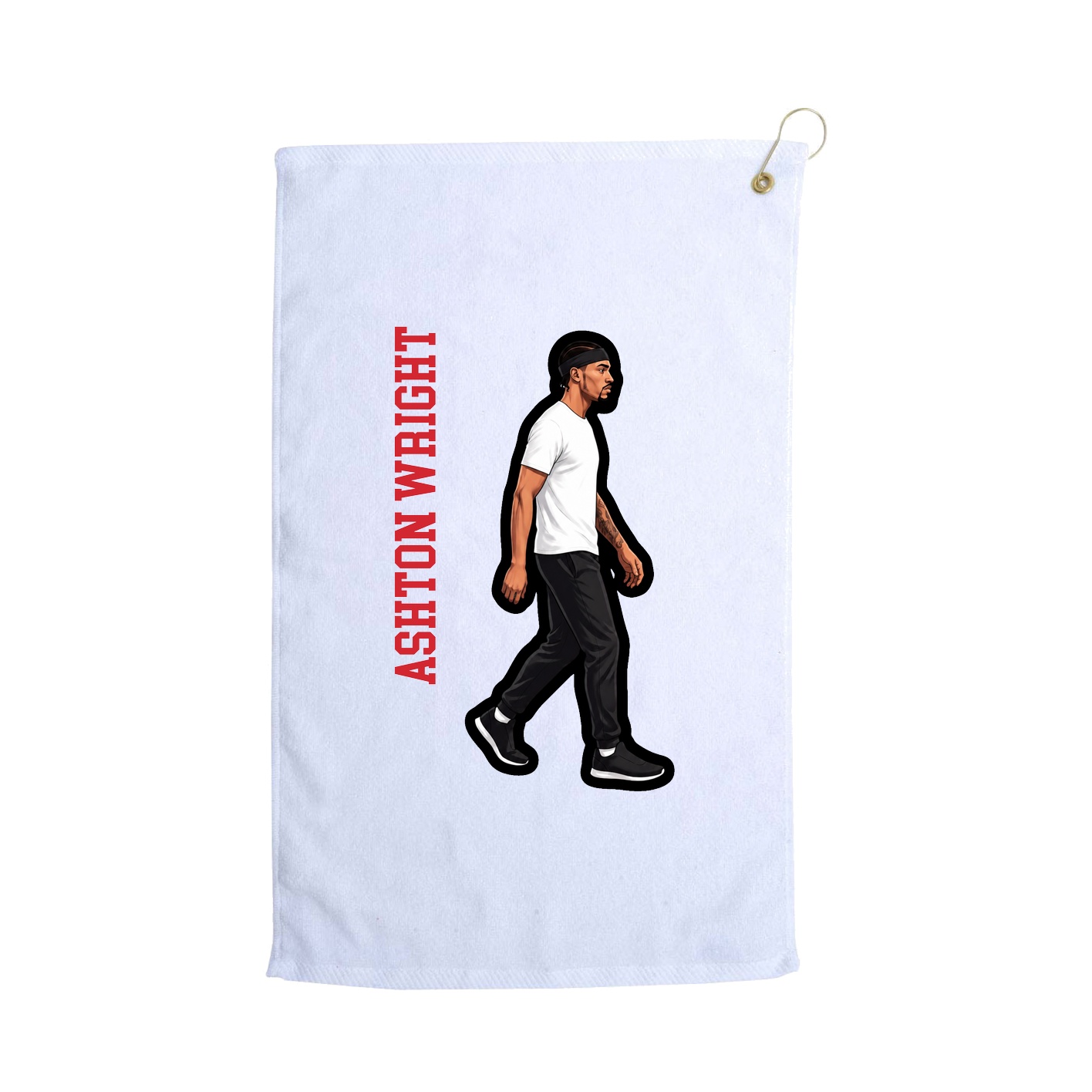 Golf Towel — Name Vertical in White