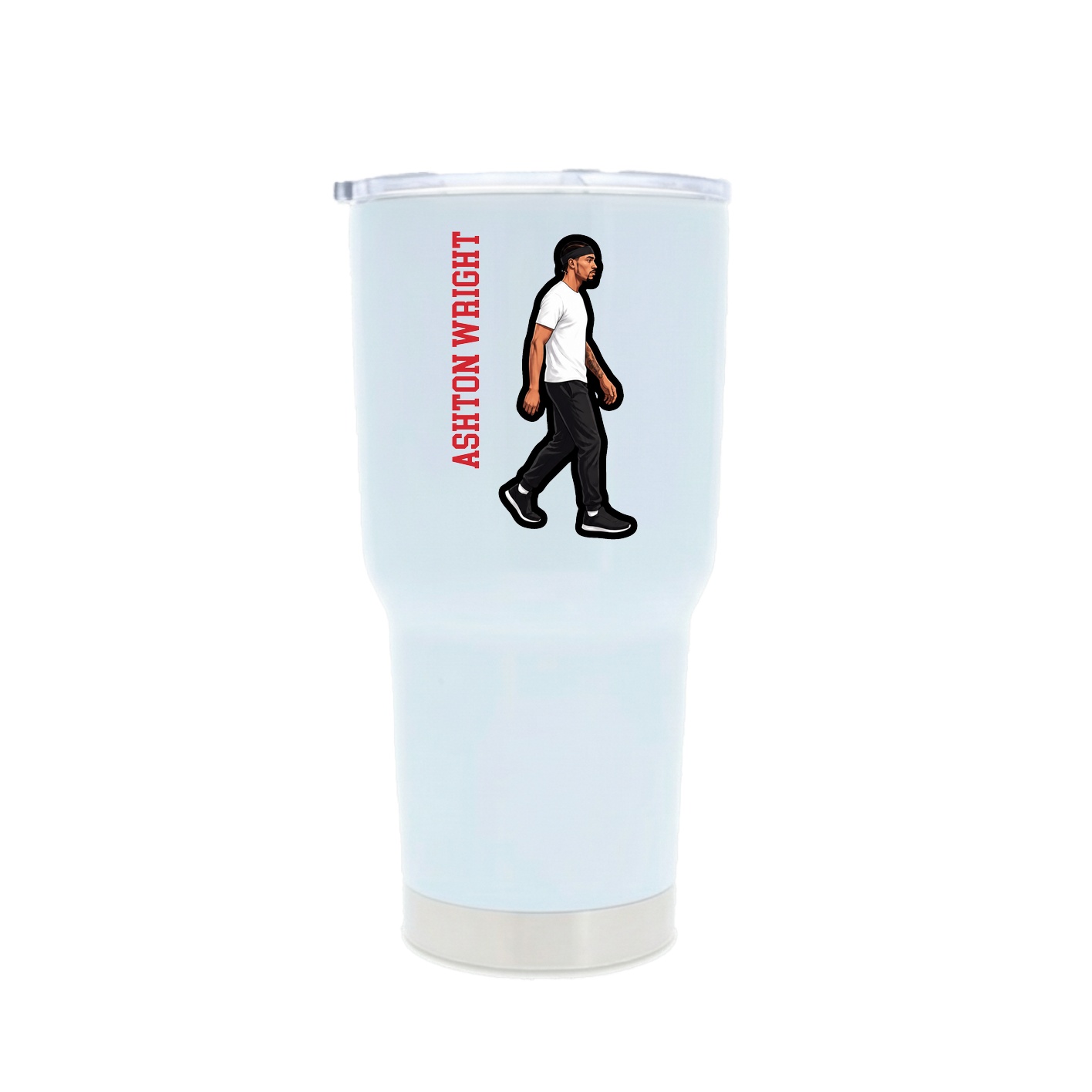 30oz Stainless Steel Tumbler — Name Vertical in White