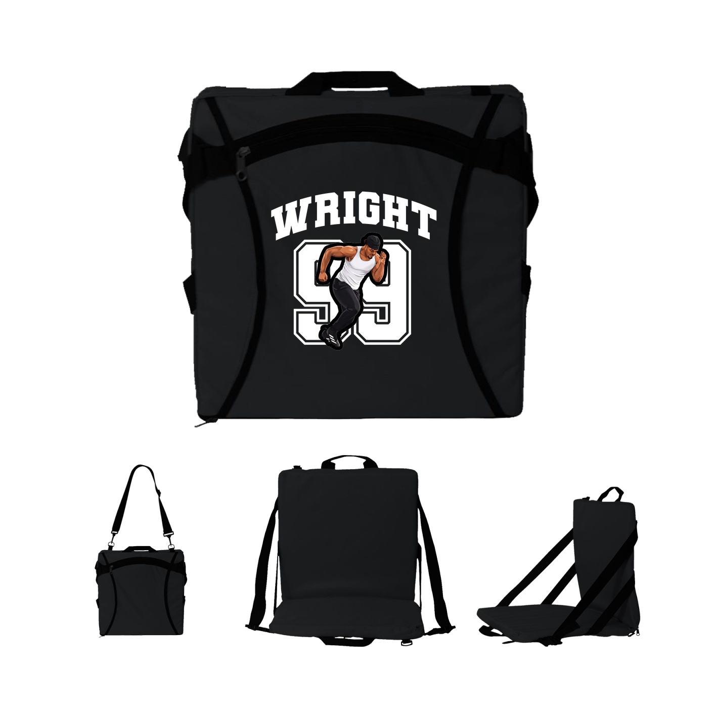 Folding Stadium Seat — Number in Black
