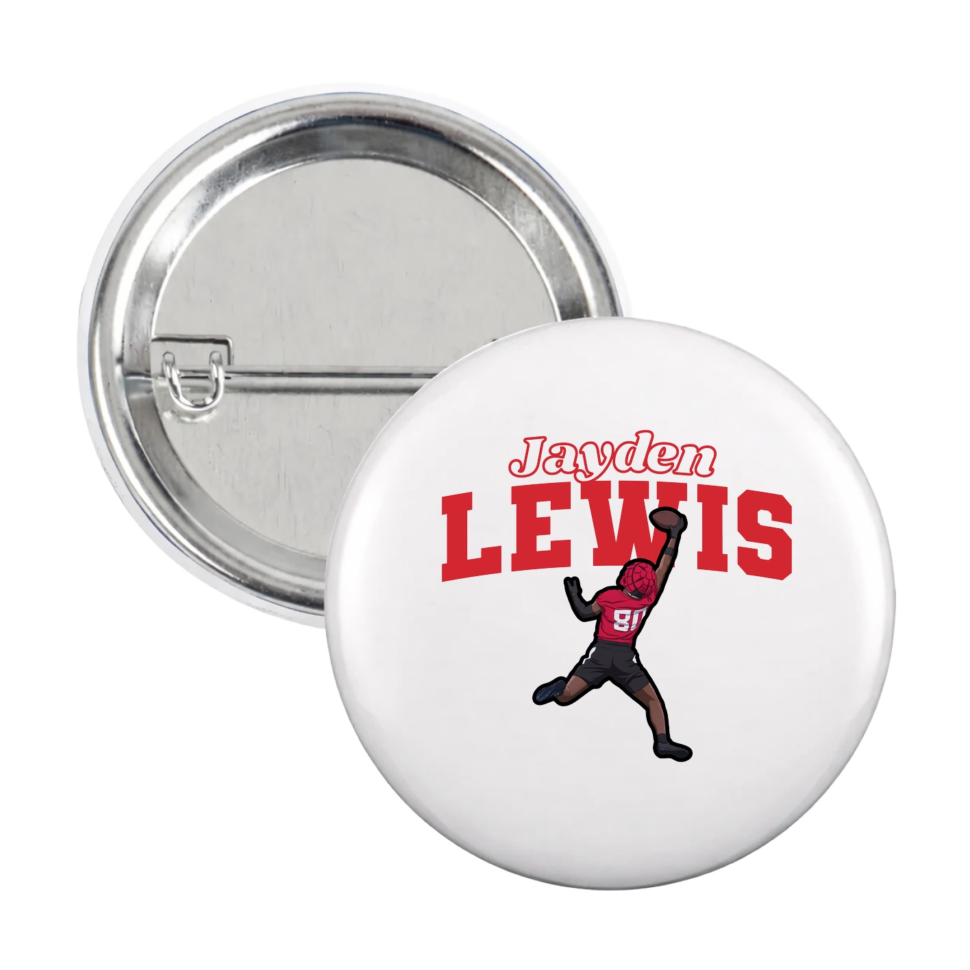 Game Day Button — Name Arch in White