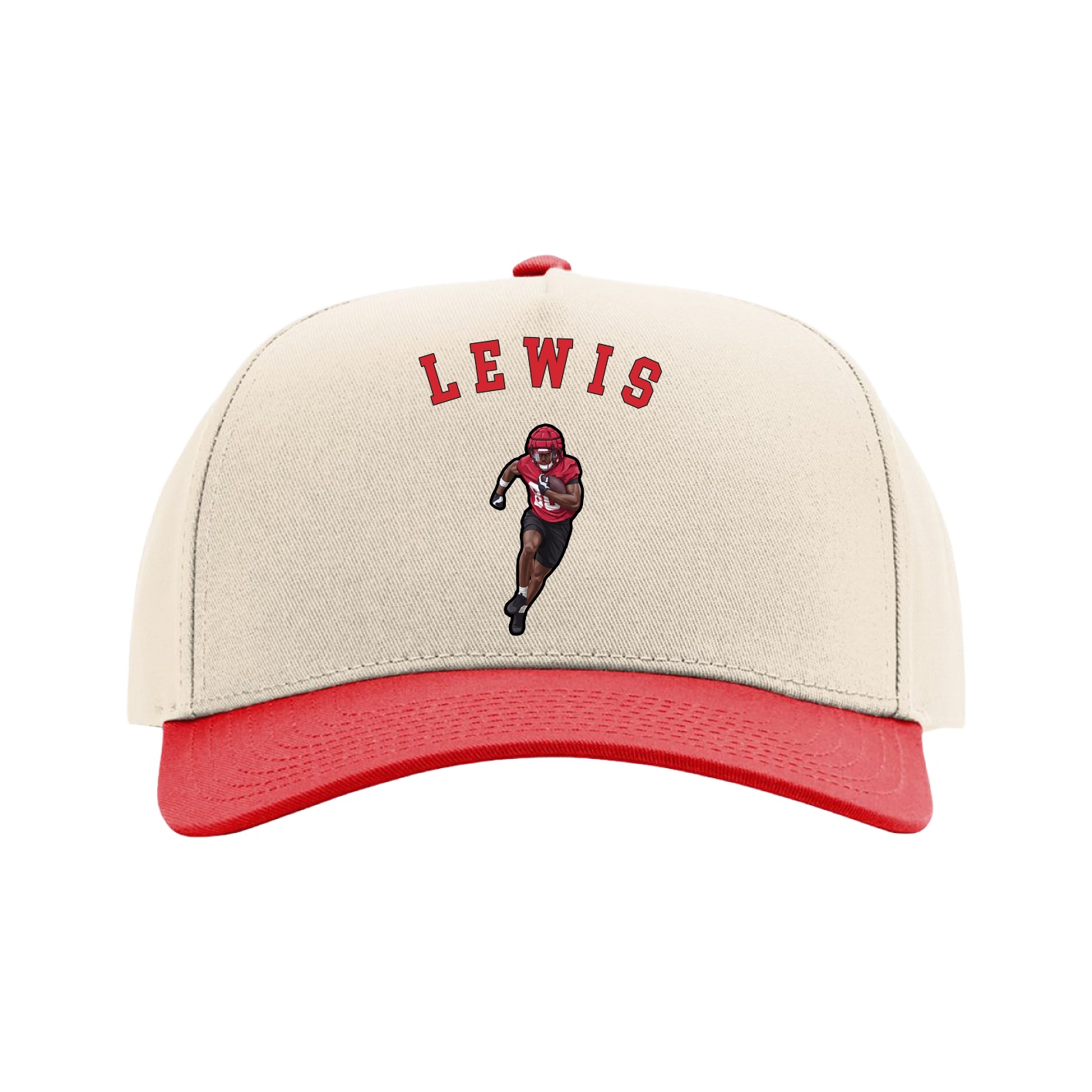 Full Fabric Five-Panel Champ Cap — Shirsey Arch in Cream/Red