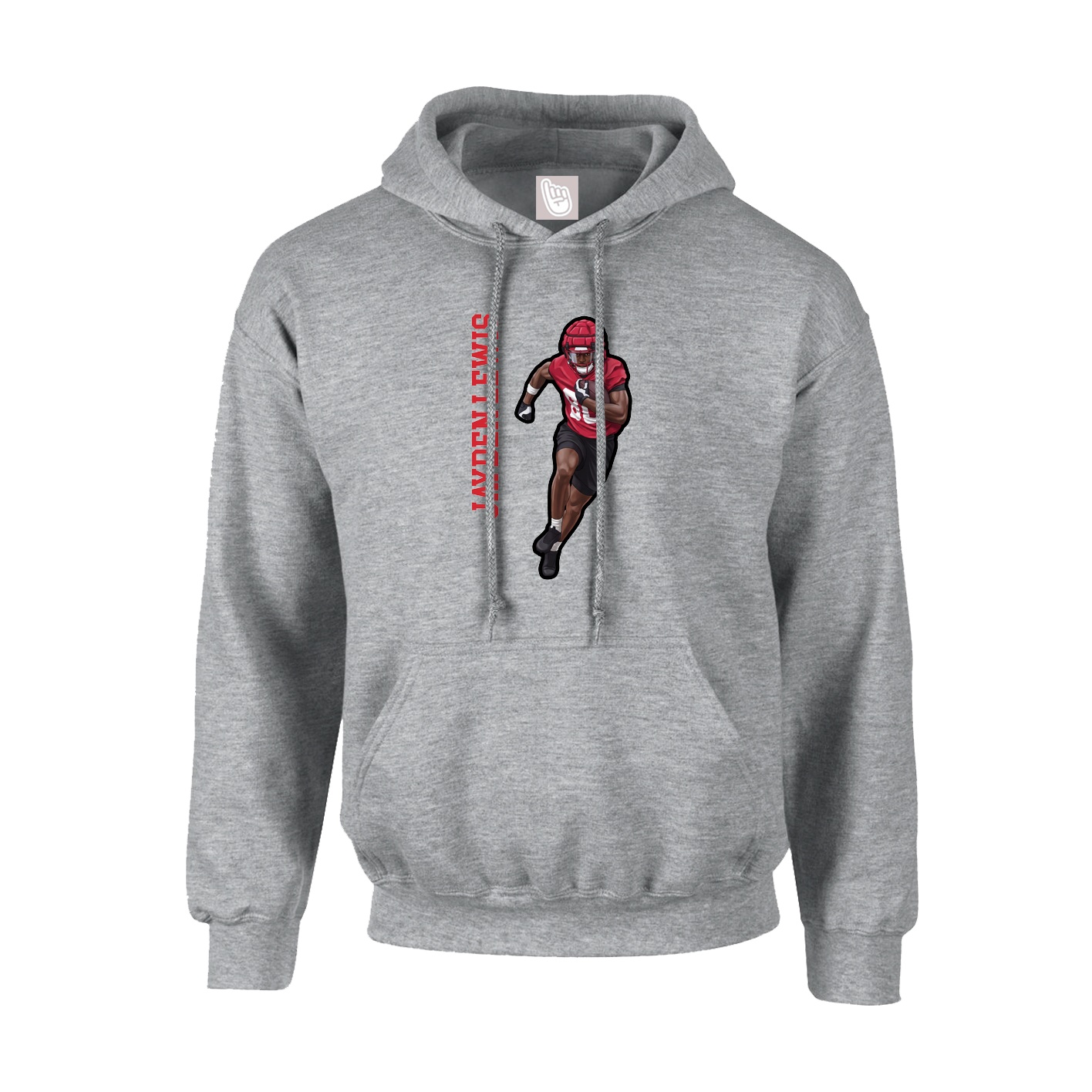 Youth Hoodie — Name Vertical in Grey